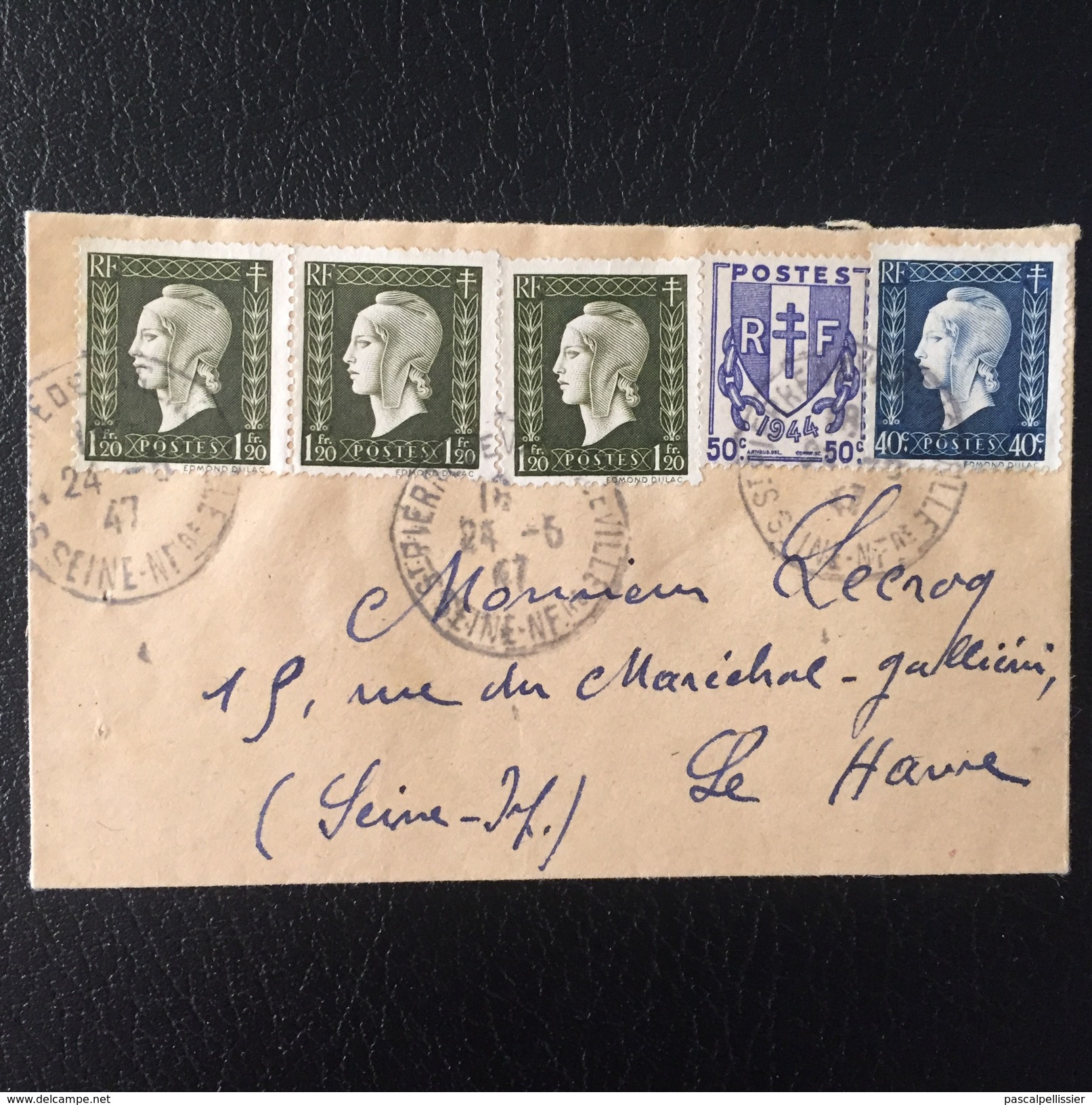 FRANCE - Enveloppe Avec 1ex N°673 + 3ex N° 690 + 1ex N° 684 - 1944-45 Marianne De Dulac