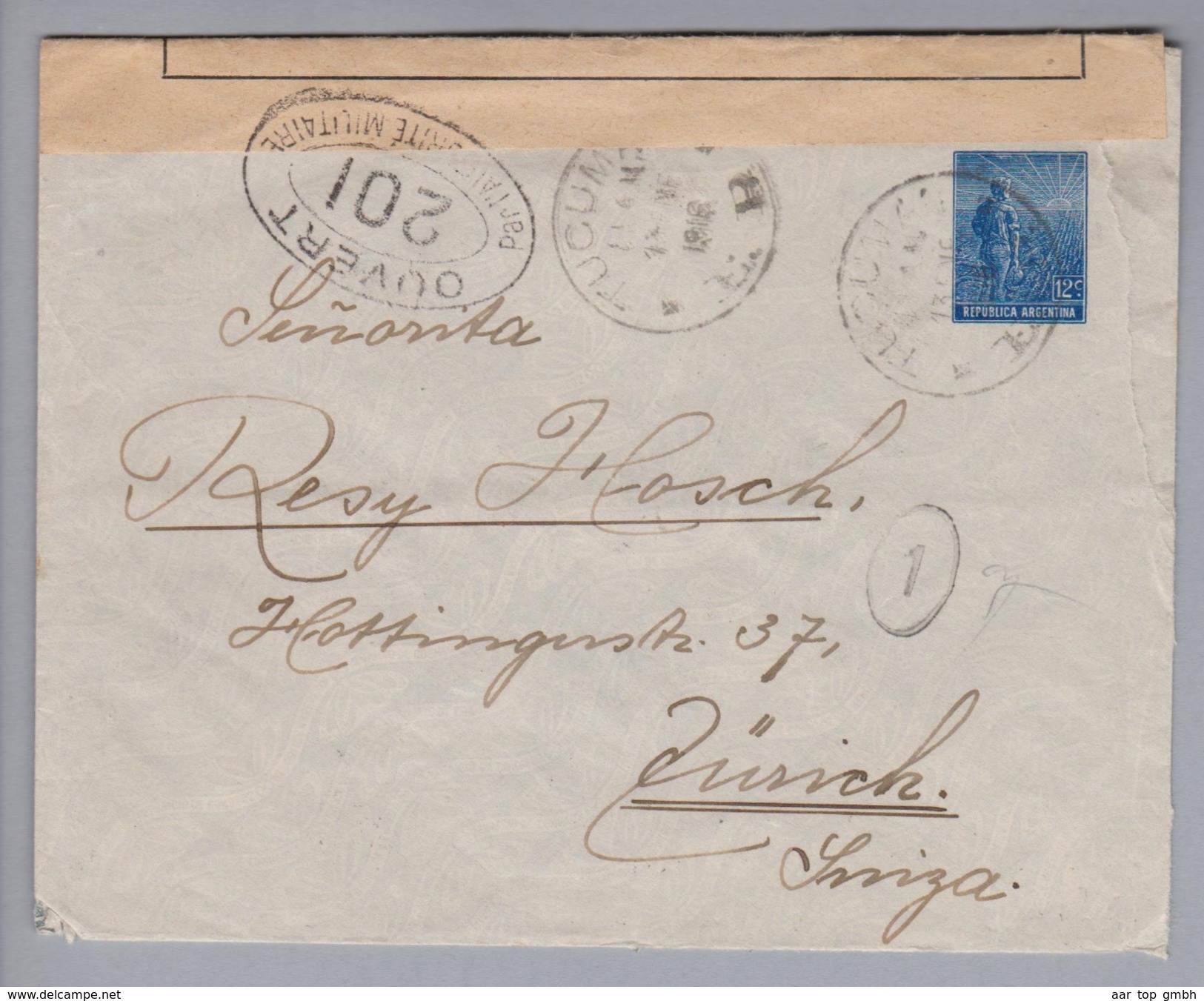 Argentinien 1916-02-16 Tucuman Zensurbrief Nach Zürich - Lettres & Documents