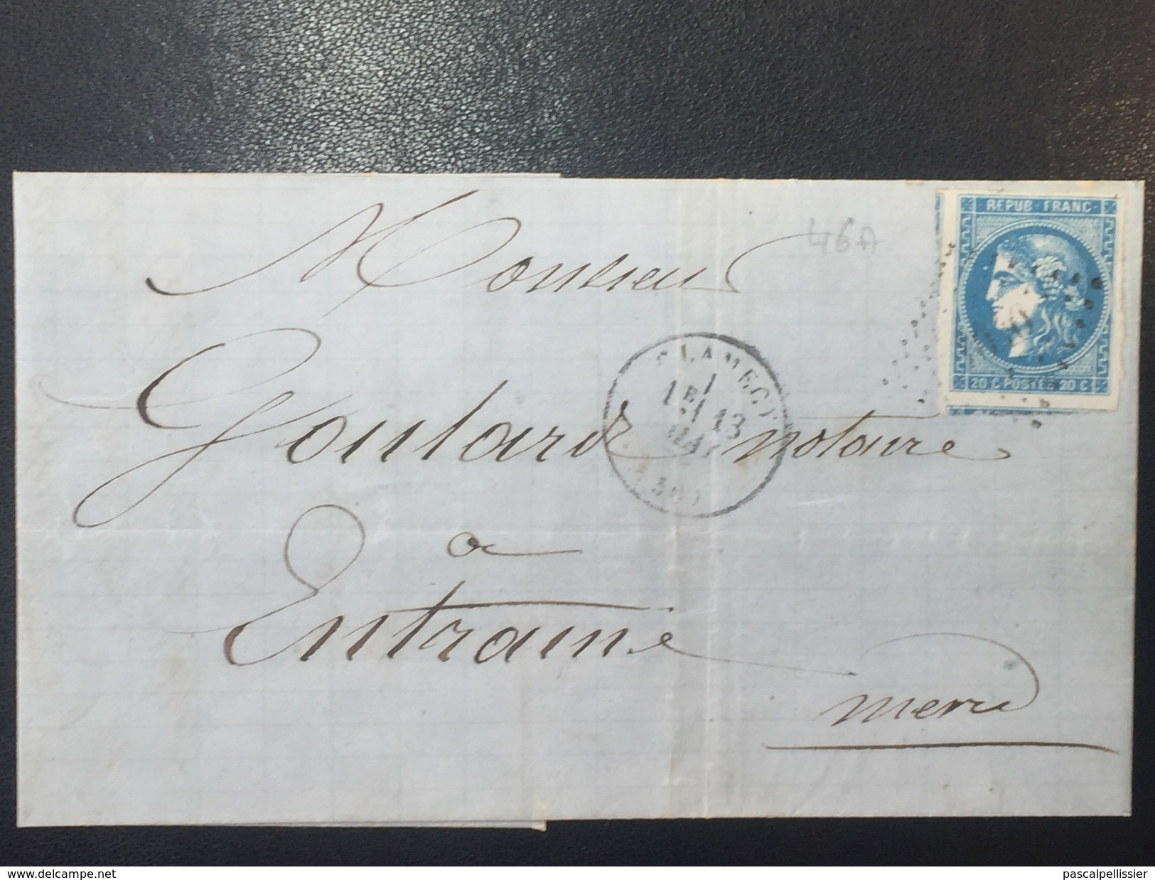 FRANCE - N° 46B Sur Lettre  PC Du GC (1010) - RARE - 1870 Emissione Di Bordeaux