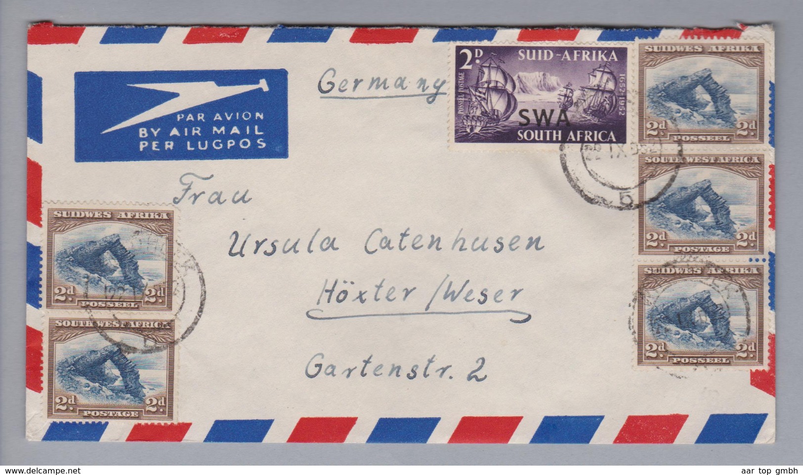 Südwestafrika 1955-09-22 Windhoek Luftpostbrief Nach Höxter DE - Autres & Non Classés