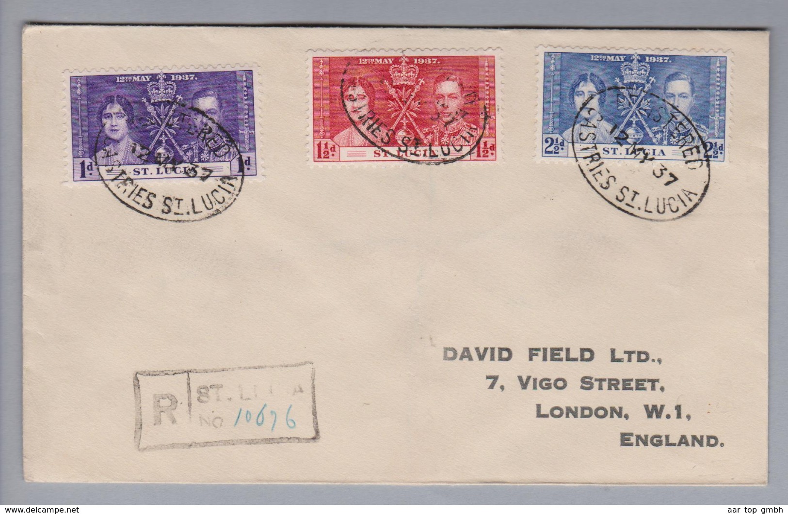 Karibik St.Lucia 1937-05-12 R-Satzbrief Nach London - St.Lucie (1979-...)