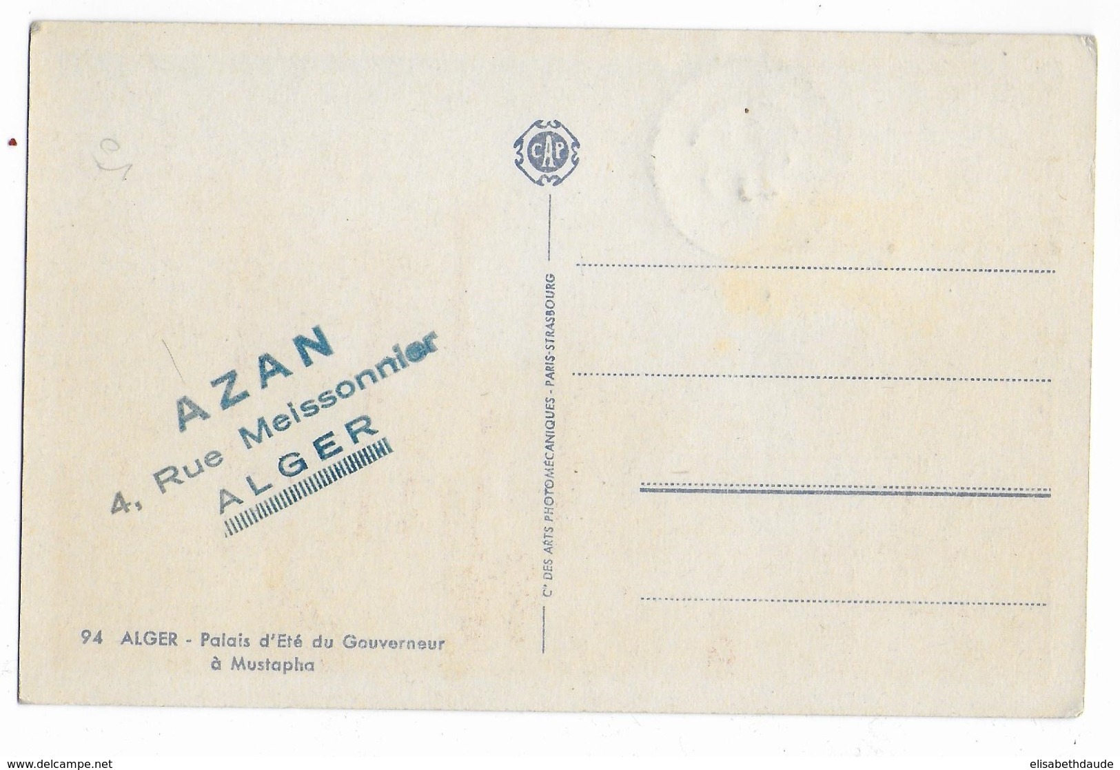 1945 - ALGERIE - CARTE MAXIMUM Avec OBLITERATION RARE De ALGER PALAIS D'ETE - Maximumkaarten