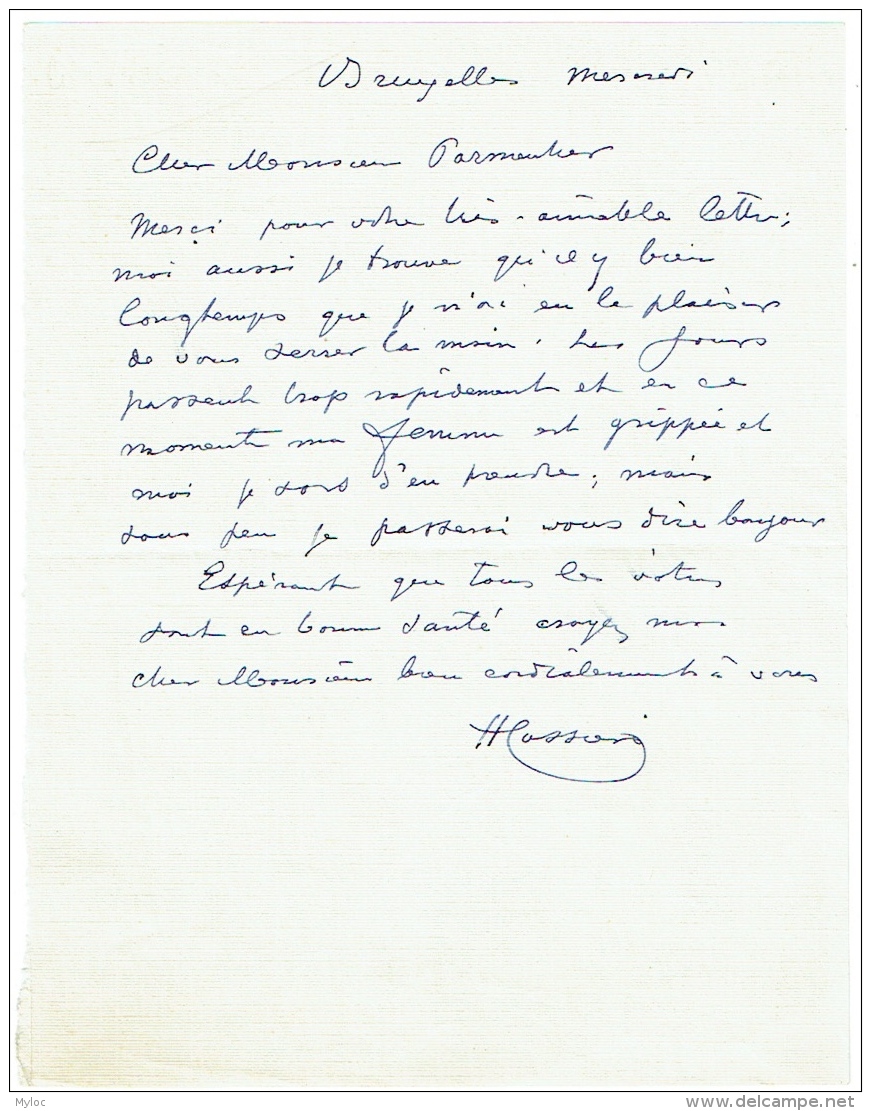 Lettre Autographe. Henri Cassiers. Affichiste - Peintre. Anvers 1858/Ixelles 1944. - Autres & Non Classés