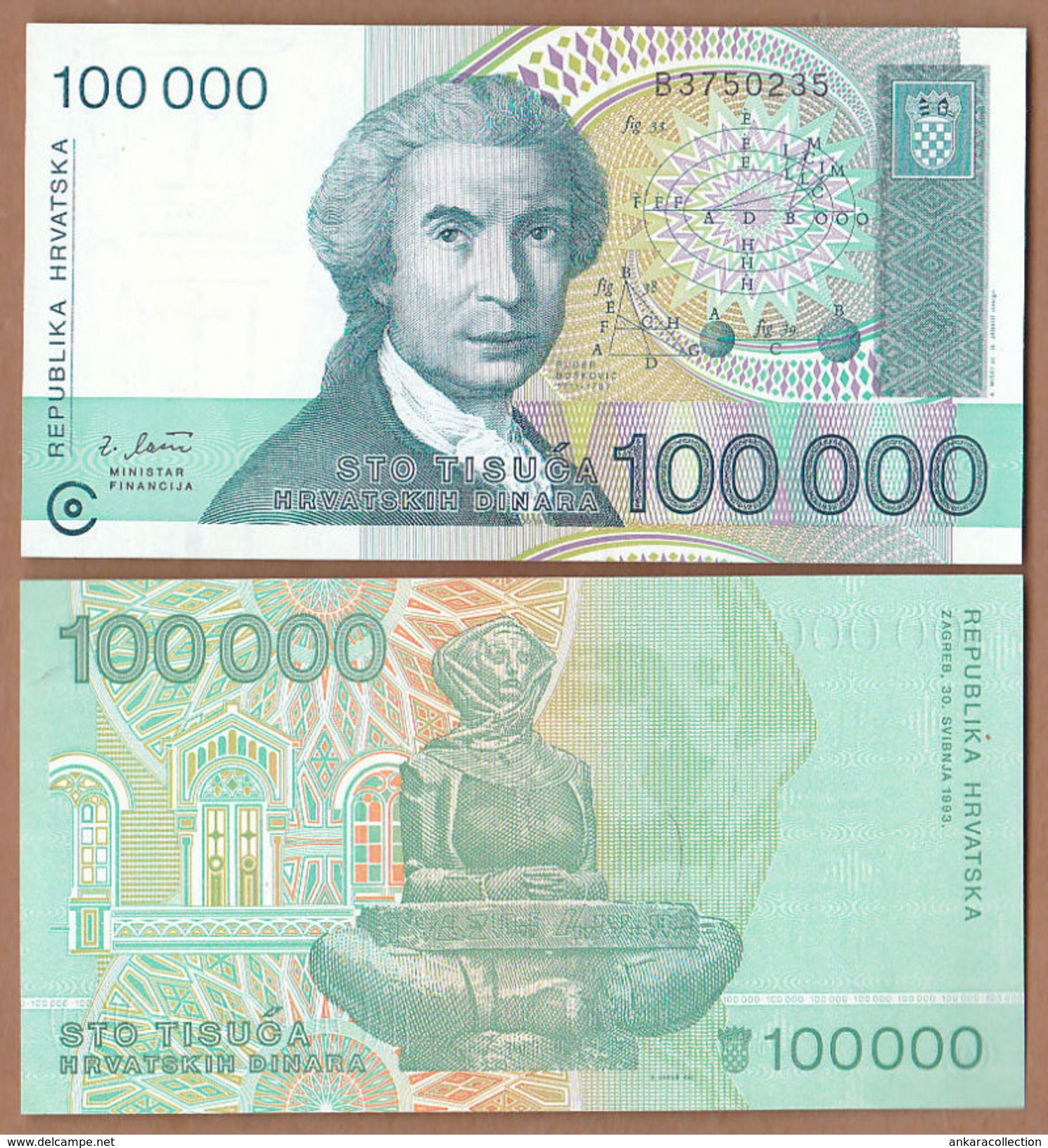 AC -  CROATIA 100 000 DINARA B 1993 UNCIRCULATED - Croatia