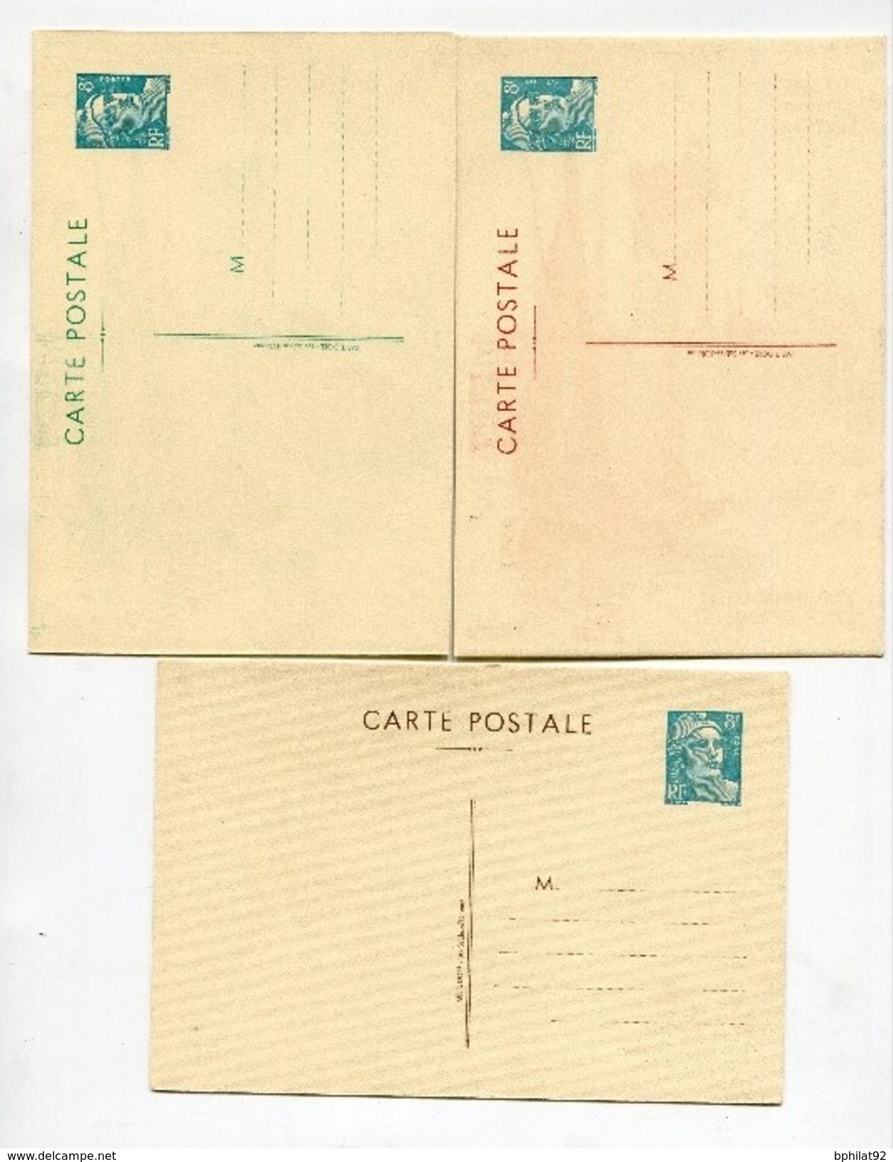 !!! SERIE DES 3 ENTIERS POSTAUX 8F MARIANNE DE GANDON TSC 26E CONGRES PHILATELIQUE DES SABLES D´OLONNE NEUFS - Cartes Postales Types Et TSC (avant 1995)