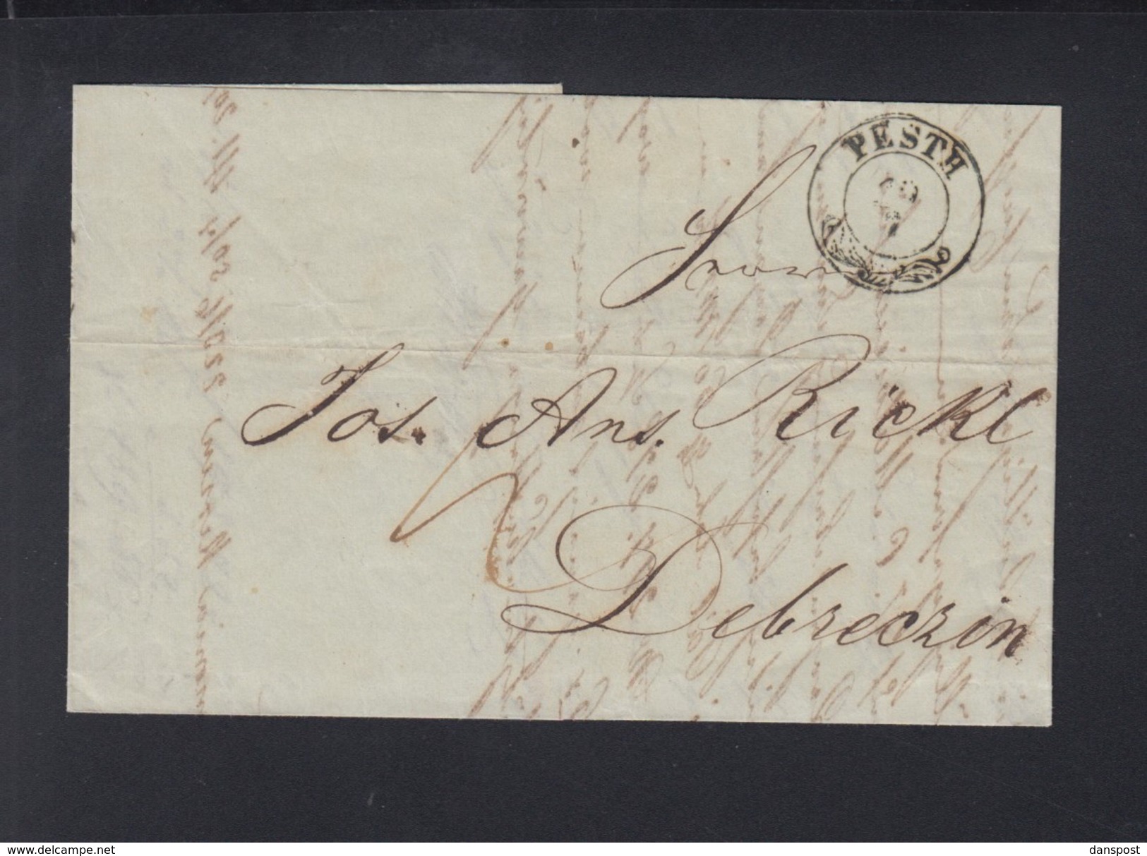 Hungary Letter 1847 Pest To Debreczen - ...-1867 Prefilatelia