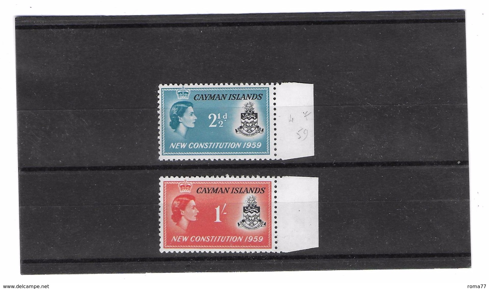 EDY 183 - CAYMAN  , Due Valori ***  CONSTITUTION 1959 - Cayman (Isole)