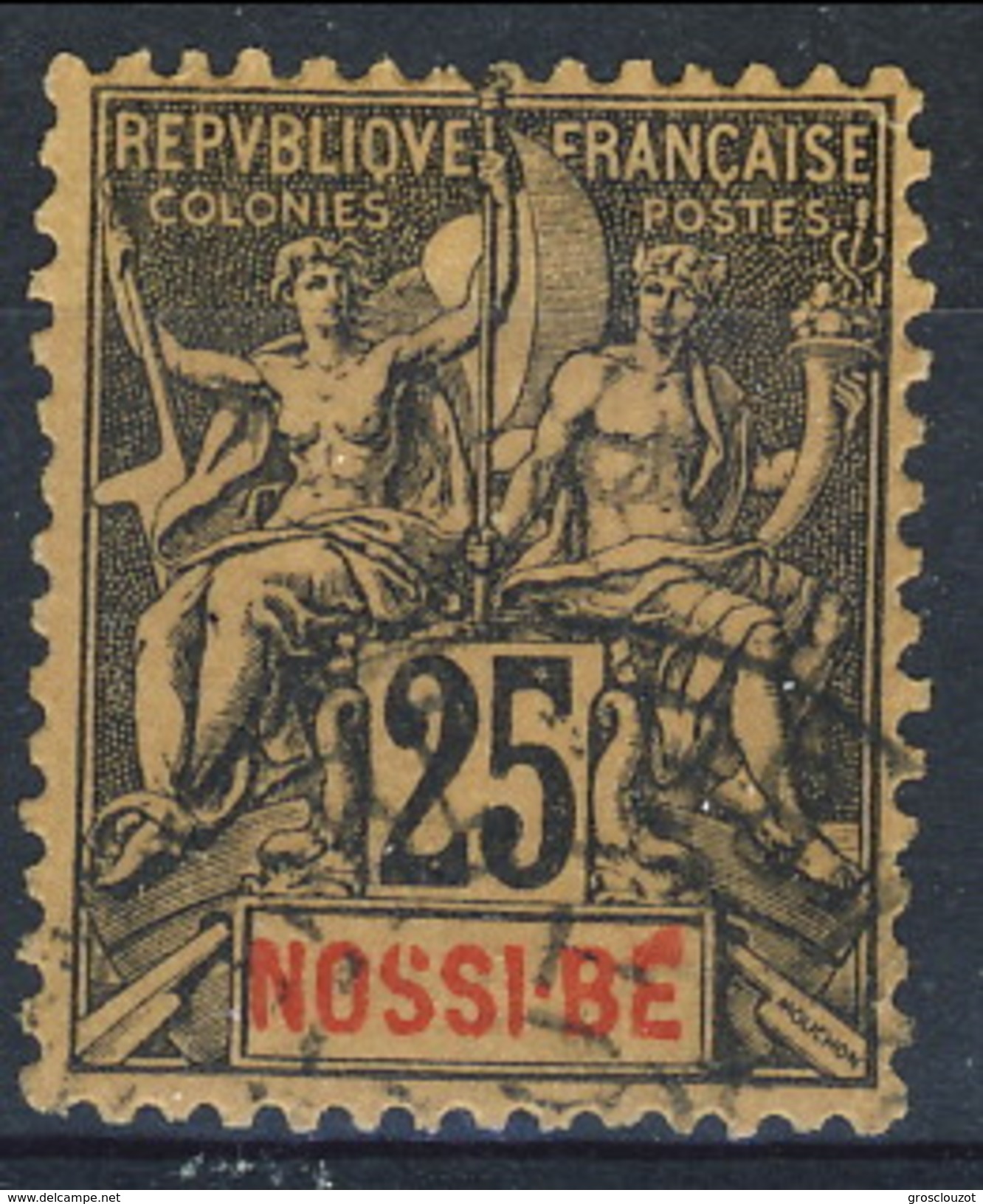 Nossi Be 1894 N. 34 C. 25 Nero Su Rosa Usato Cat. &euro; 10,50 - Sonstige & Ohne Zuordnung