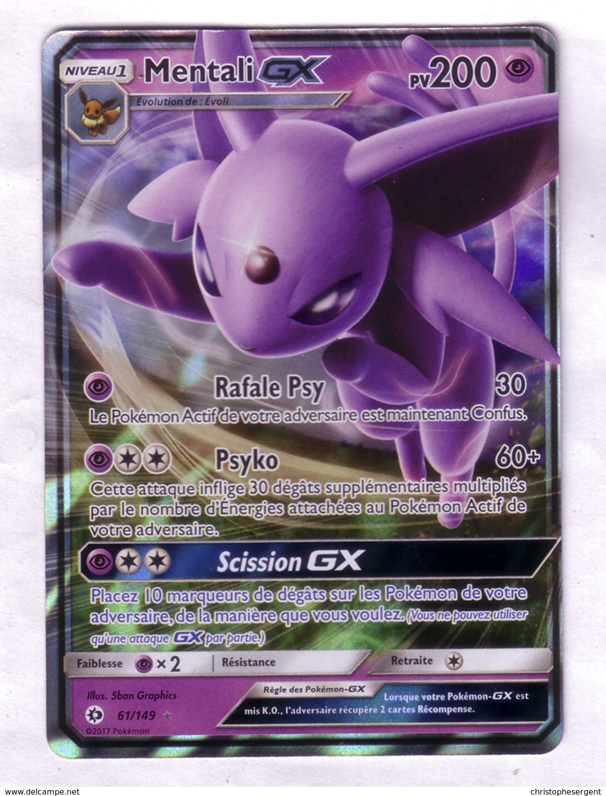 Carte  Pokemon Rare Mentali GX Pv 200 - Cartes à Jouer Classiques