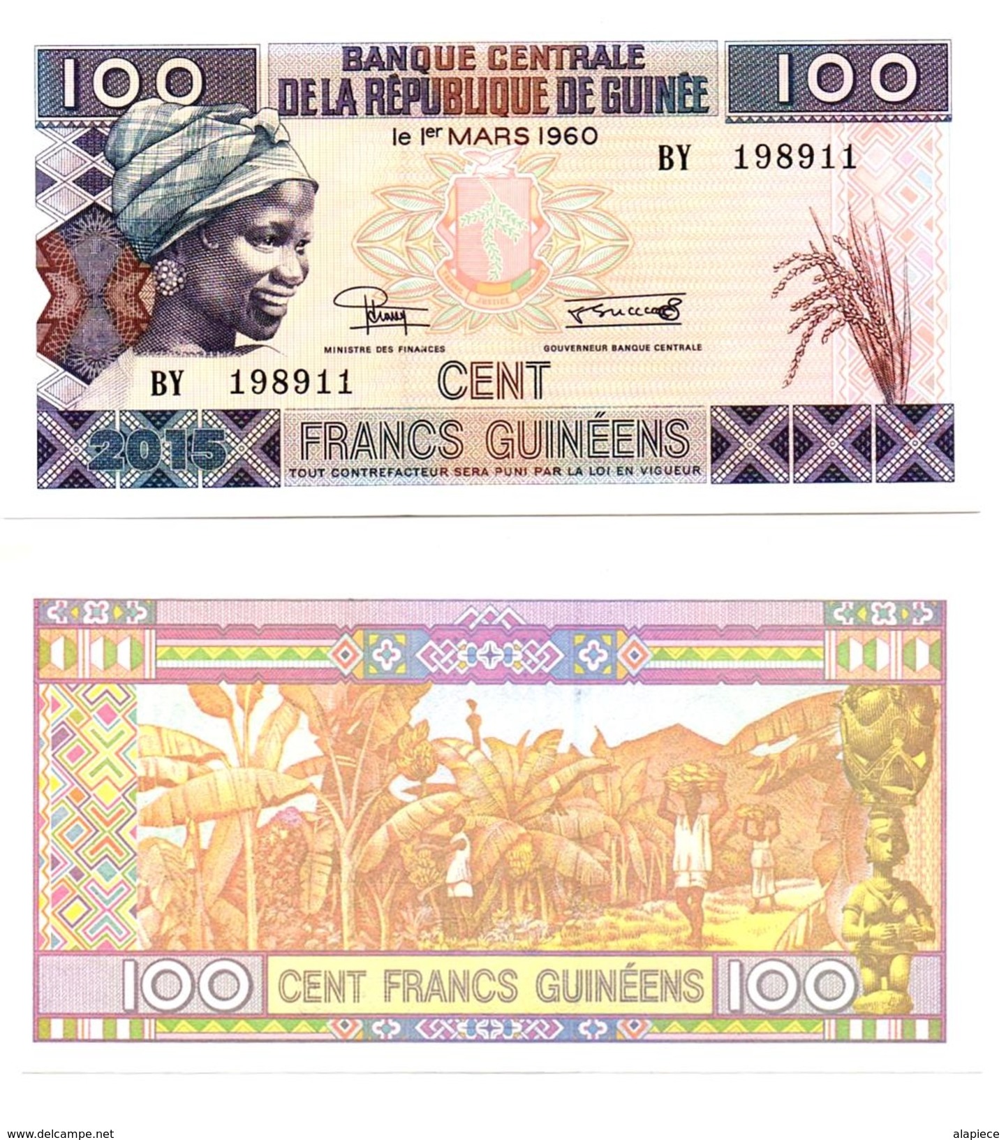 Guinée - 100 Francs 2015  (UNC) - Guinée