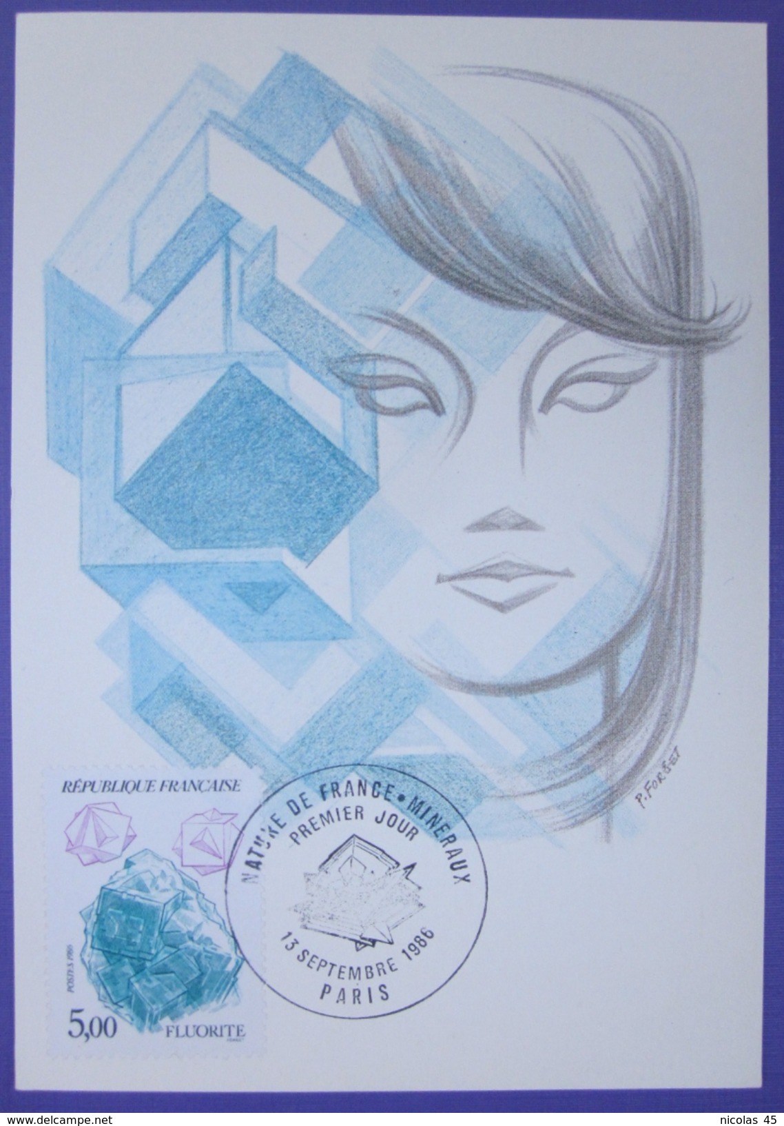 Carte Postale Maximum - FDC - Série  Nature Minéraux Fluorite - 1986 - YT 2432 - 1980-1989