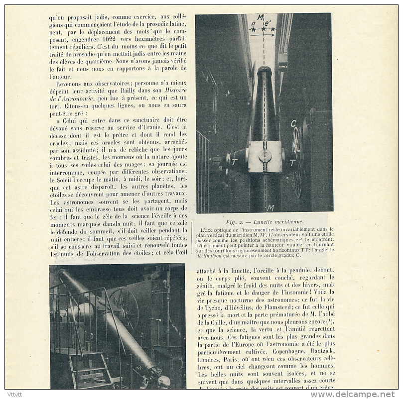 1925 : Document, L'OBSERVATOIRE DE PARIS (8 Pages Illustrées) Lunette Méridienne, Bordeaux, Lunette équatoriale, Bureaux - Non Classés