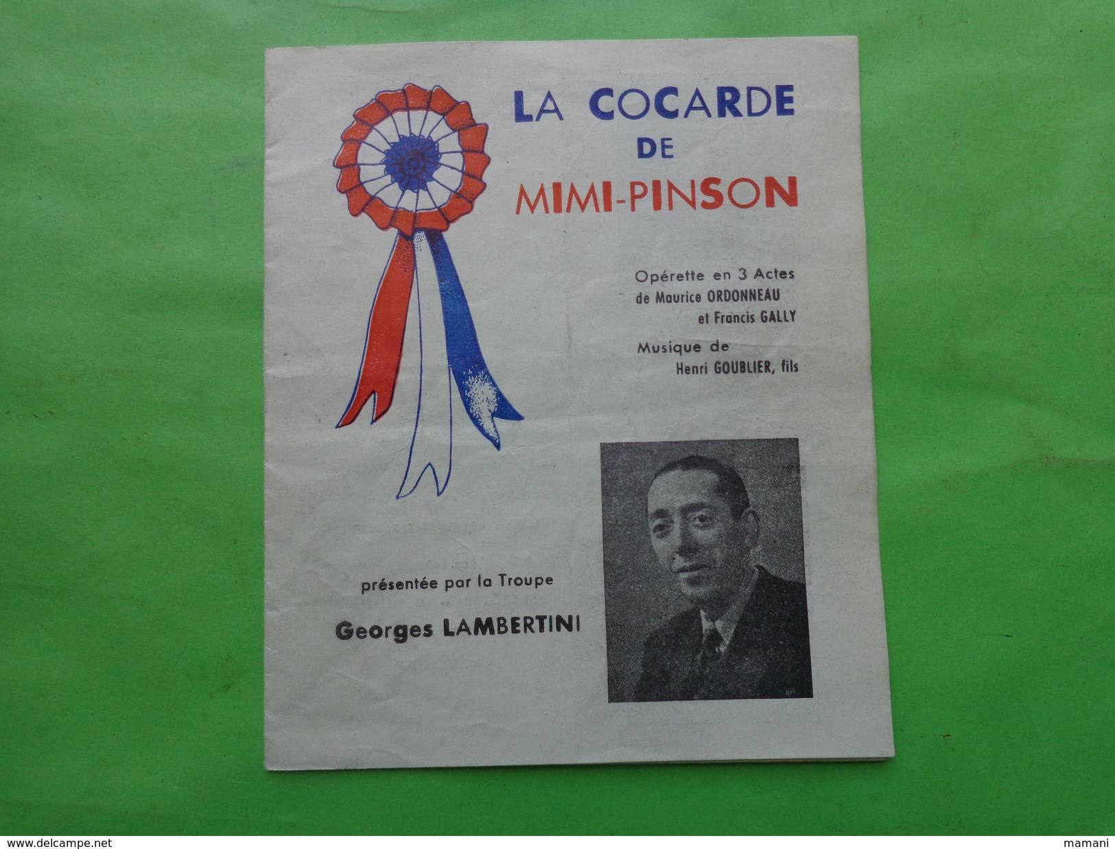 Programme La Cocarde De Mimi-pinson Operettes En 3 Actes -georges Lambertini - Programmes