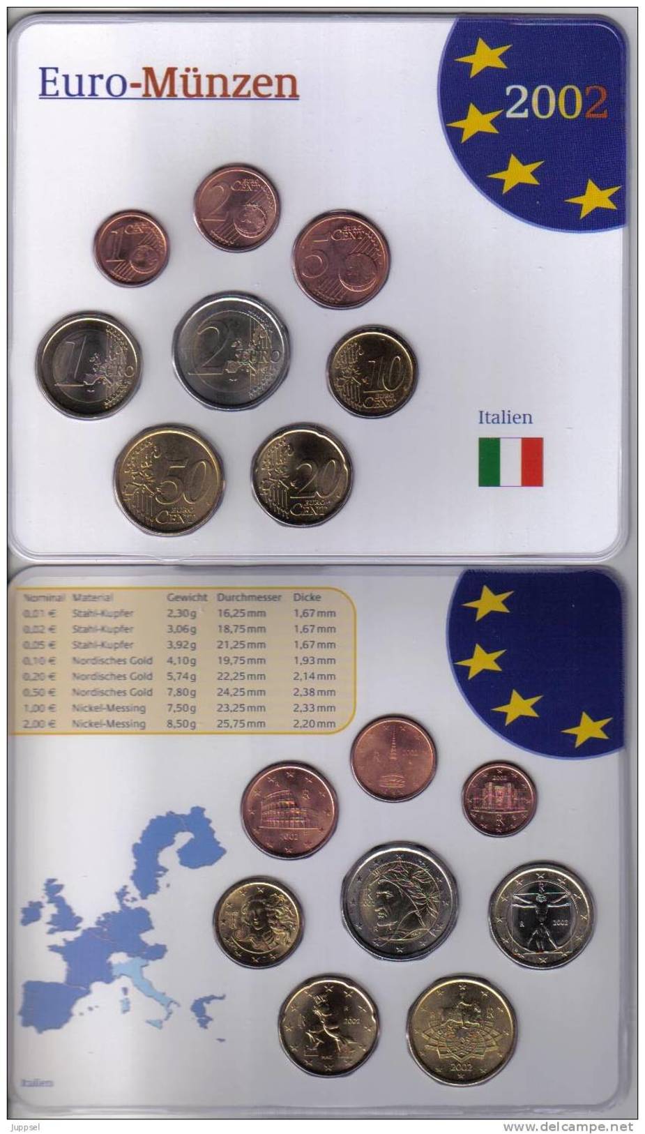 ITALY  Set 2002 BU /  ITALIE  - Coffret De 8 Pièces Euro - Atelier - 2002 - Italie