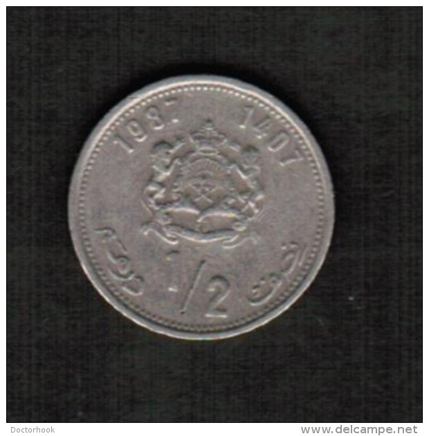 MOROCCO  1/2 DIRHAM 1987 (AH 1407) (Y # 87) - Morocco