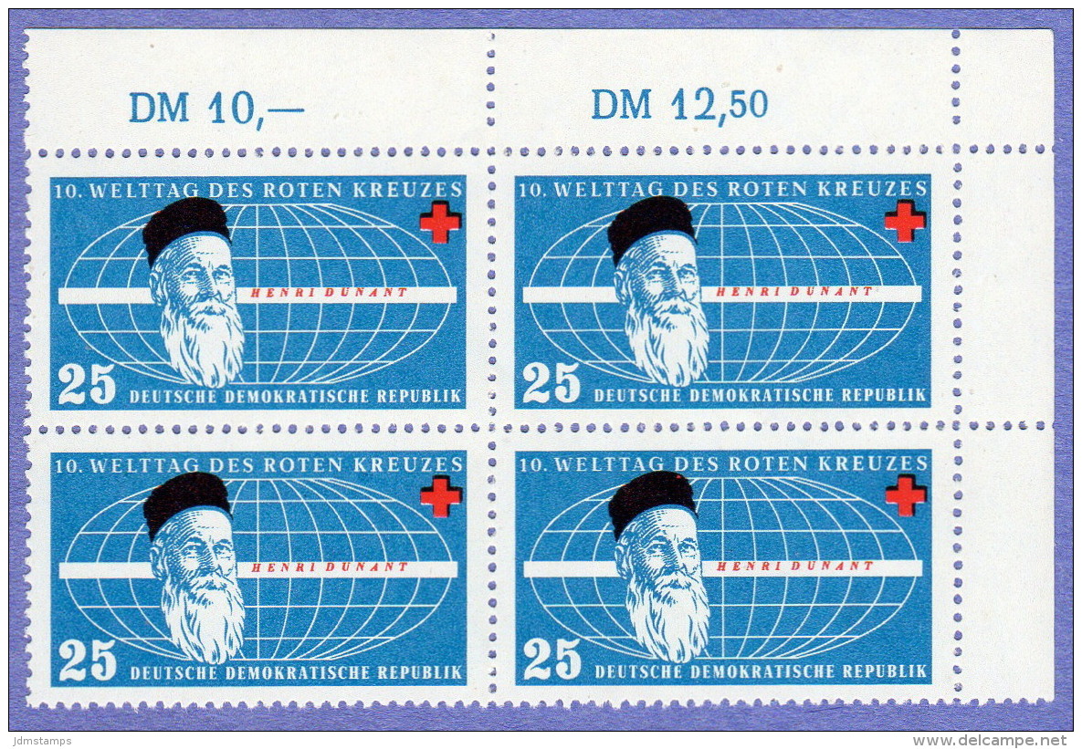 DDR SC #350-1 (SET/2) MNH B4 1957 Red Cross/World Conf., CV $2.00 - Unused Stamps