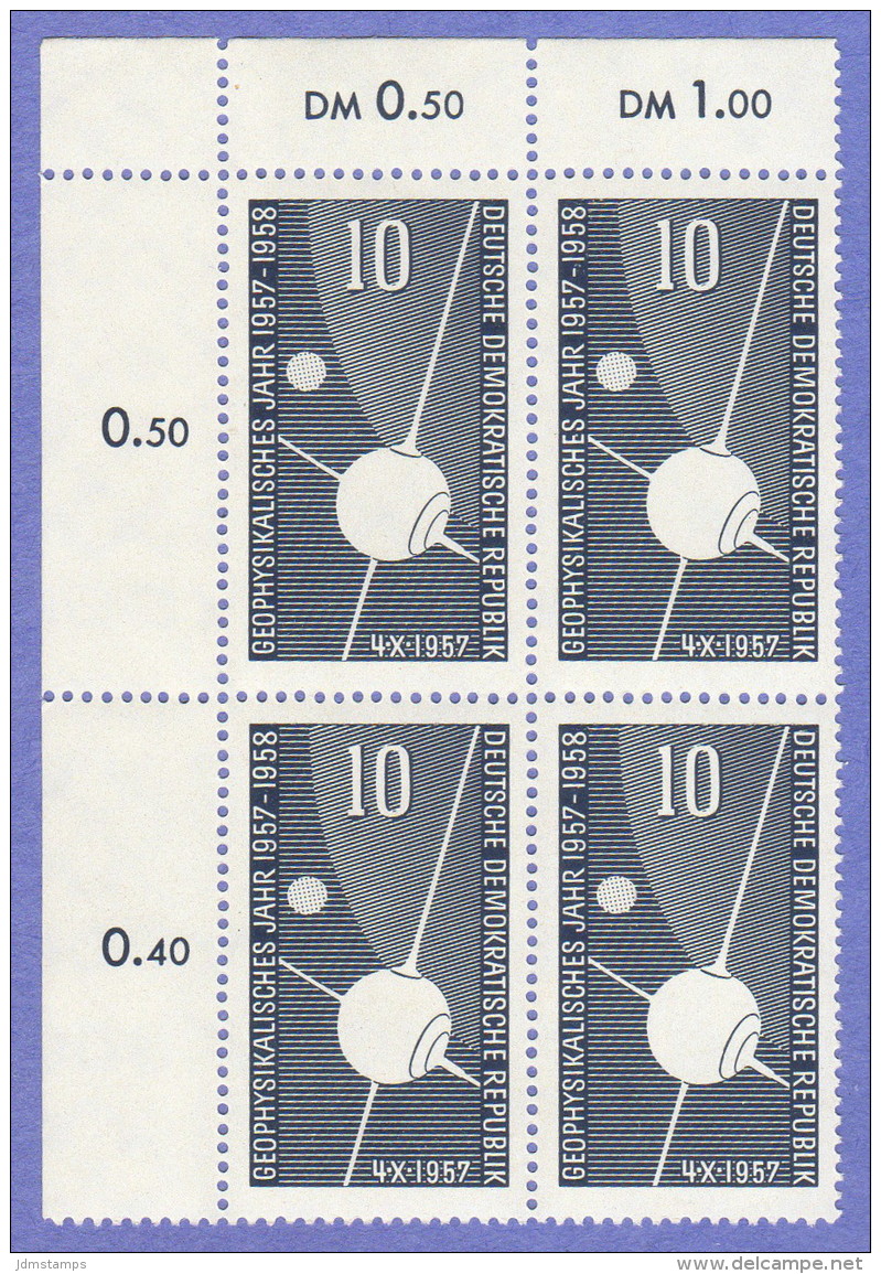 DDR SC #370 MNH B4 1957 Sputnik I, CV $1.60 - Unused Stamps