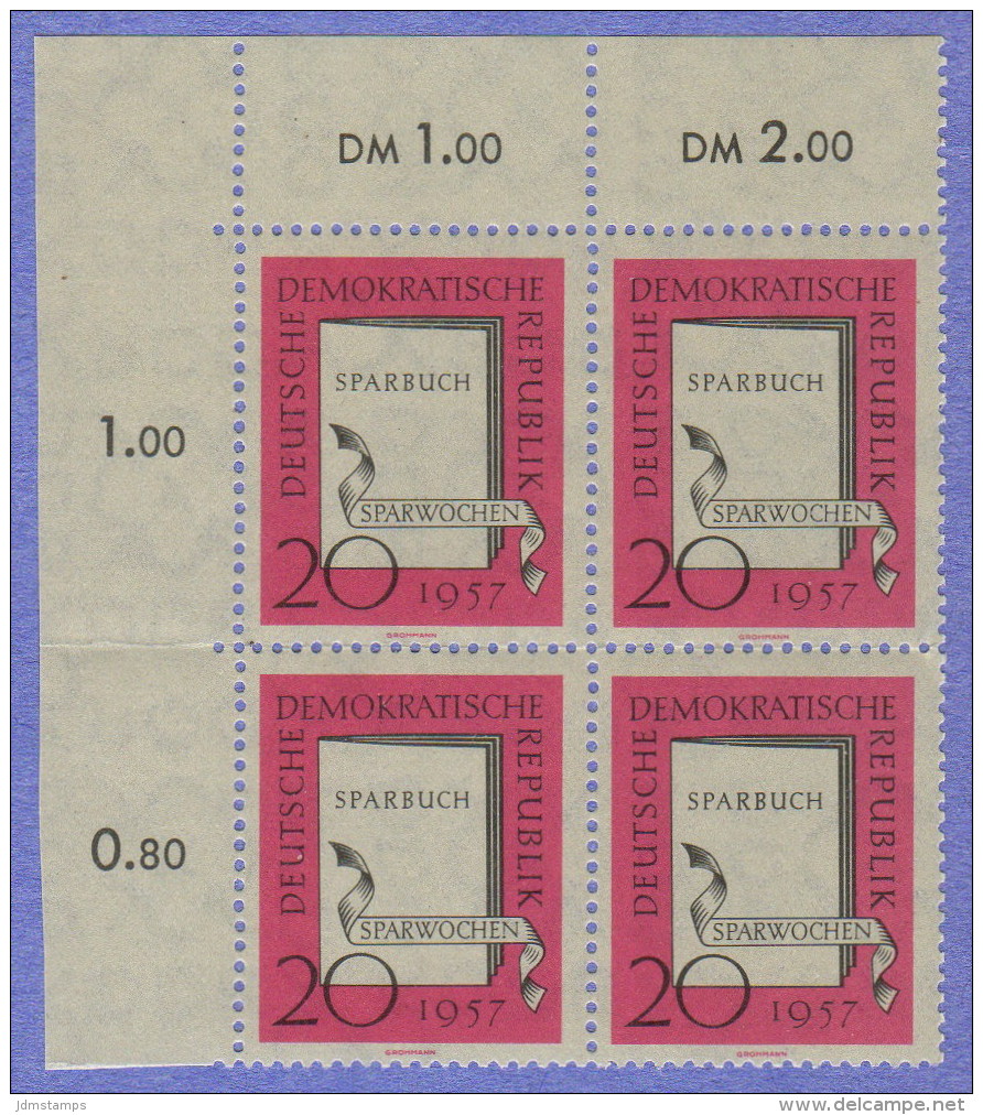 DDR SC #367-8 (SET/2) MNH B4 1957 "Savings Week", CV $4.40 (I) - Unused Stamps