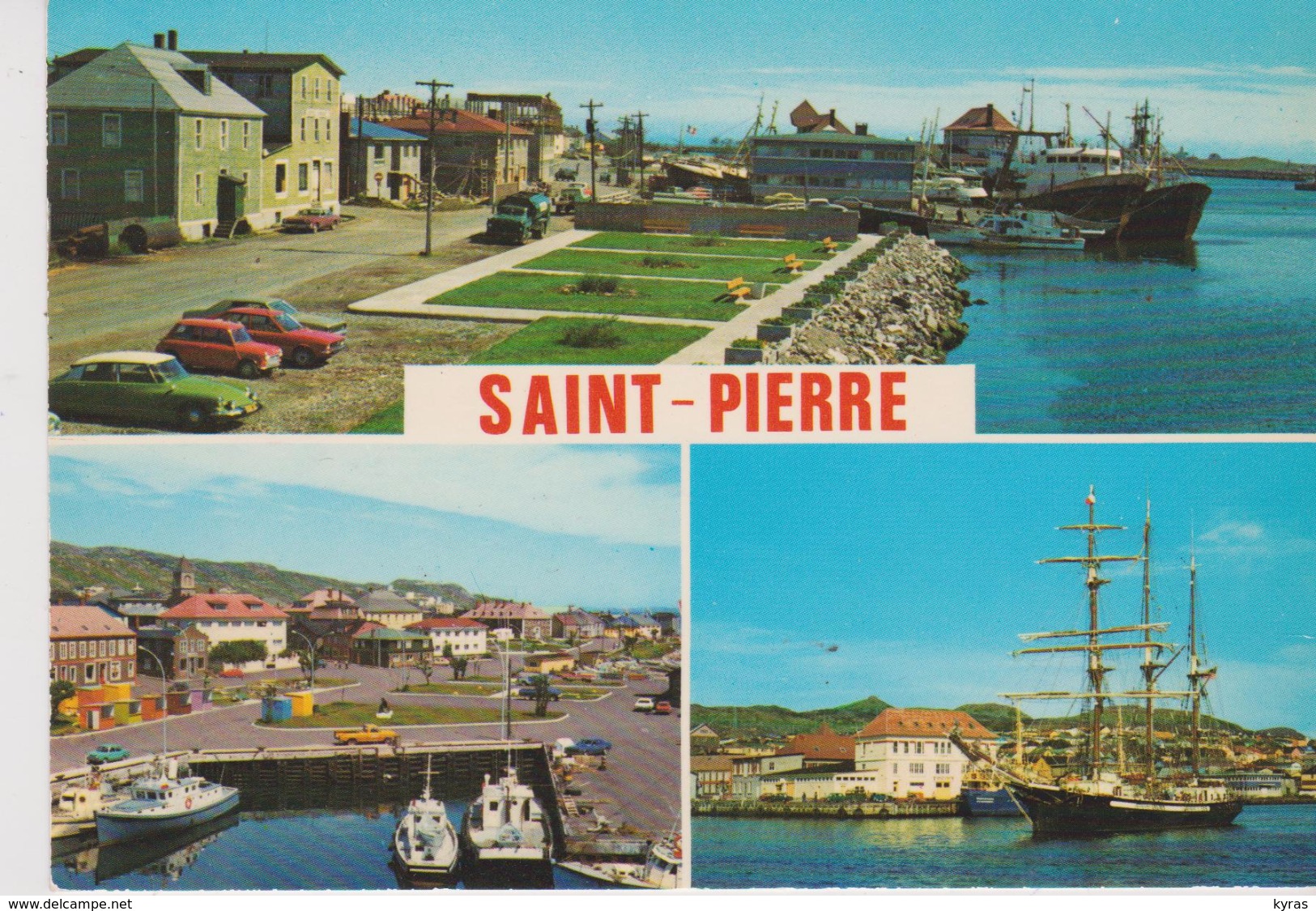 CPM 10X15. ST PIERRE ET MIQUELON. Mutivues : Square Quai République, Pl. Gal De Gaulle, Ville & Ancien Port - Saint-Pierre-et-Miquelon