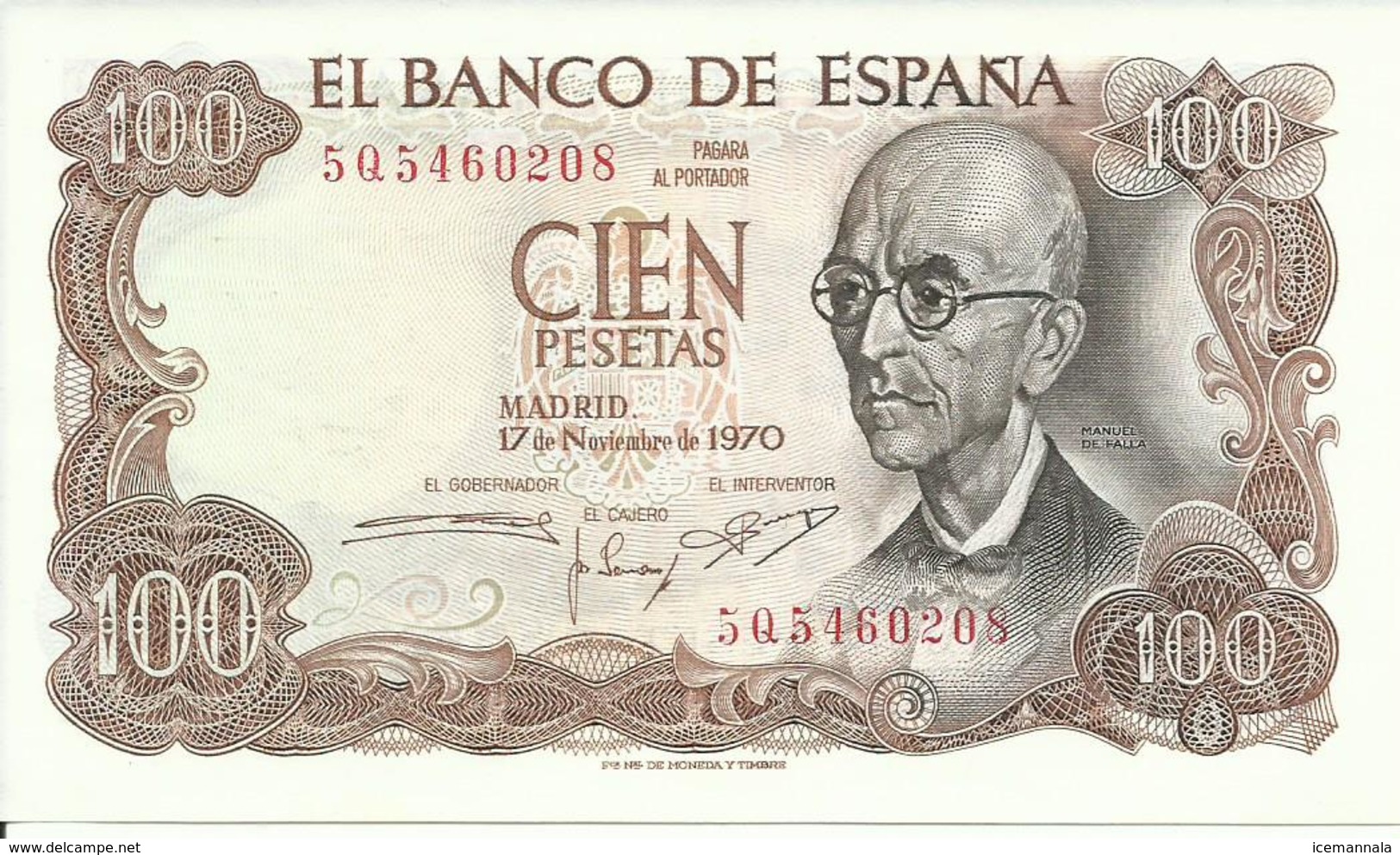 BILLETE 100 PESETAS, 17/11/1970  ( SIN CIRCULAR) - 100 Pesetas