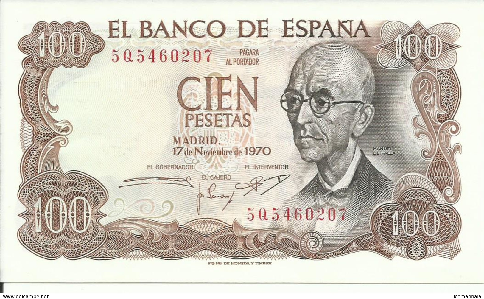 BILLETE 100 PESETAS, 17/11/1970  ( SIN CIRCULAR) - 100 Pesetas