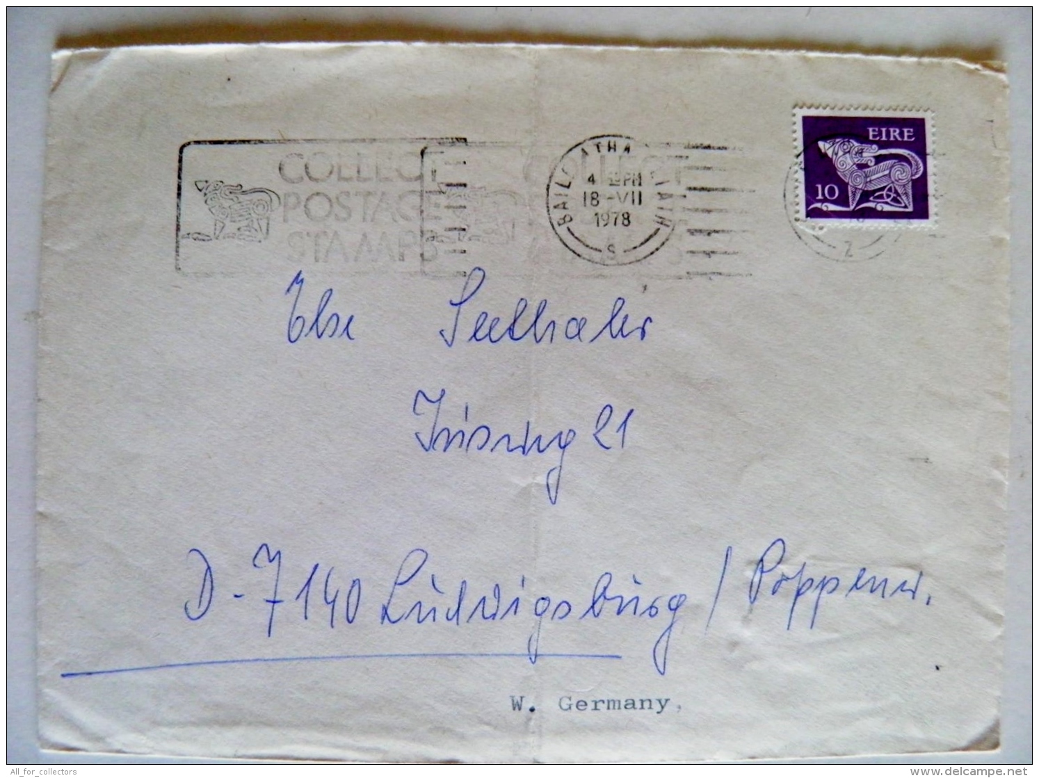 Cover From Eire Ireland To Germany Machine Cancel 1978 - Cartas & Documentos