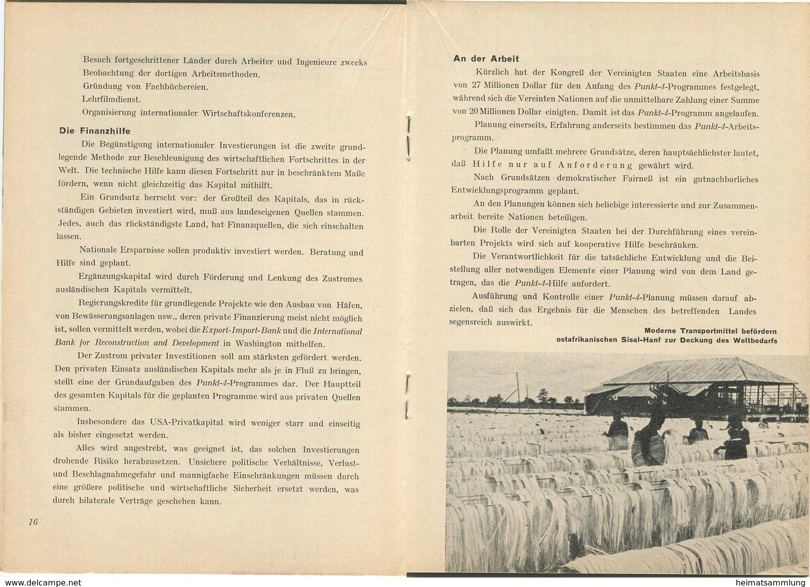 Punkt 4 - Der Schlüssel Zum Wohlstand - Auszug Aus Der Antrittsrede Von Präsident Truman Im Januar 1949 - 32 Seiten Mit - Política Contemporánea