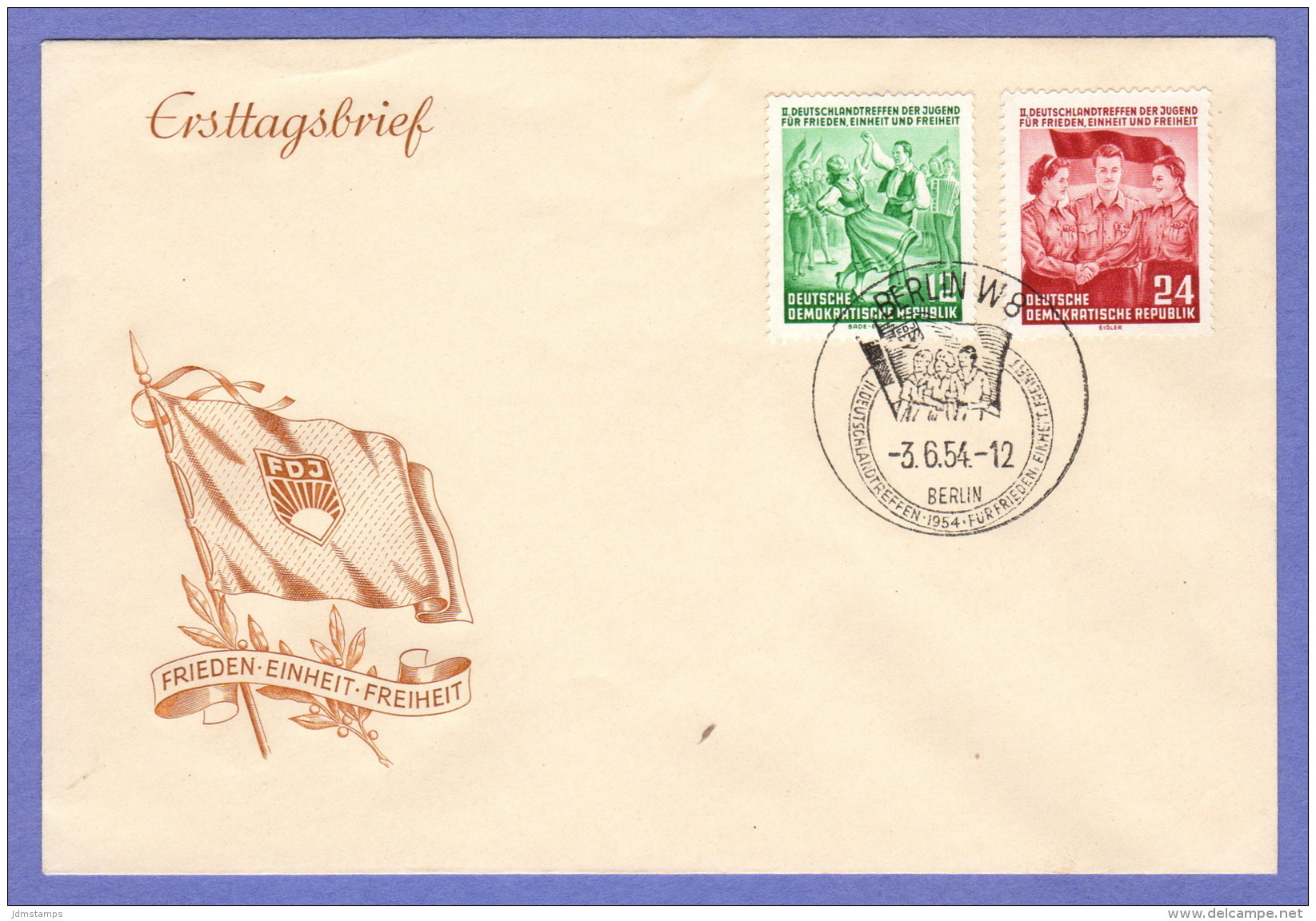 DDR SC #210-1 1954 German Youth Meeting FDC 06-03-1954 - Other & Unclassified