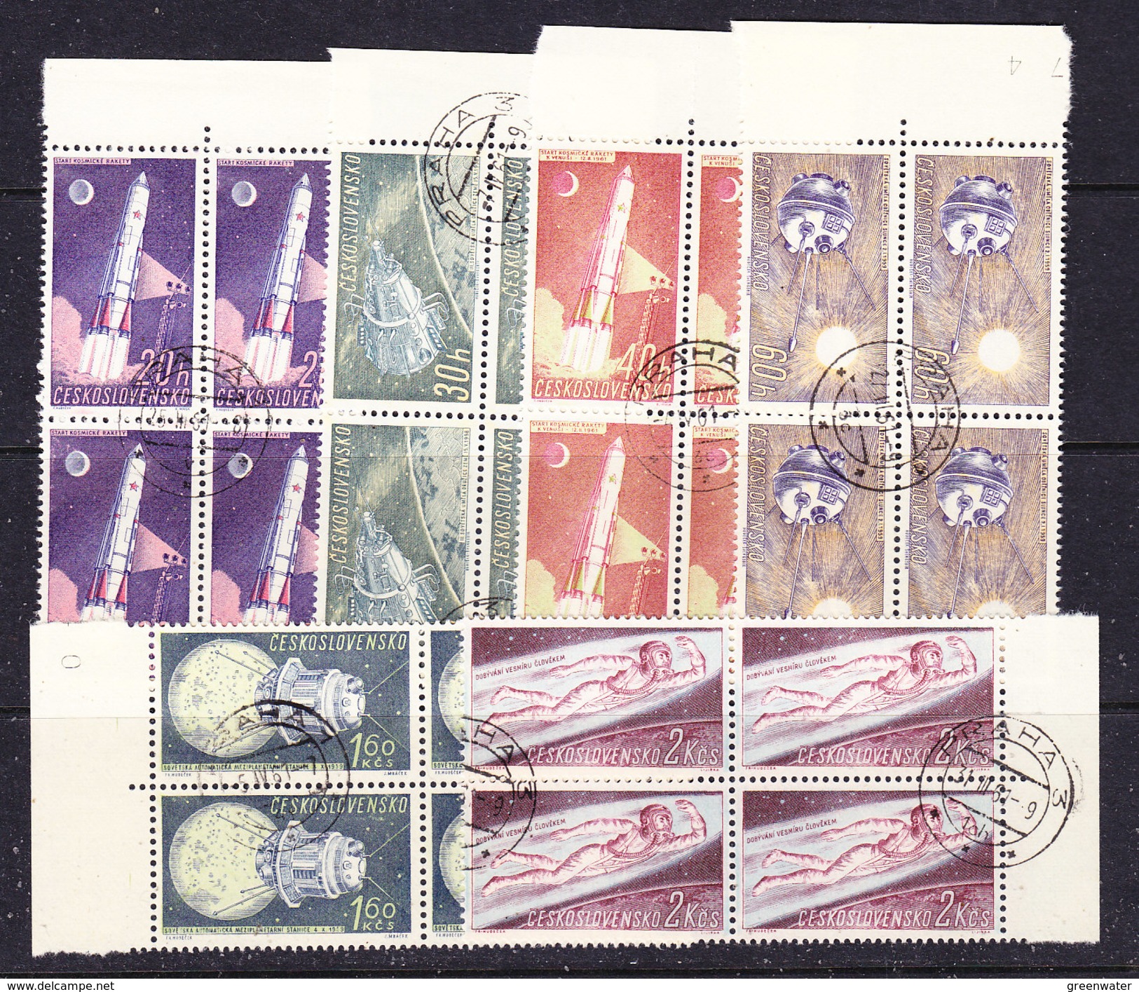 Czechoslovakia 1961 Space 6v Bl Of 4  Used (35933A) - Europe