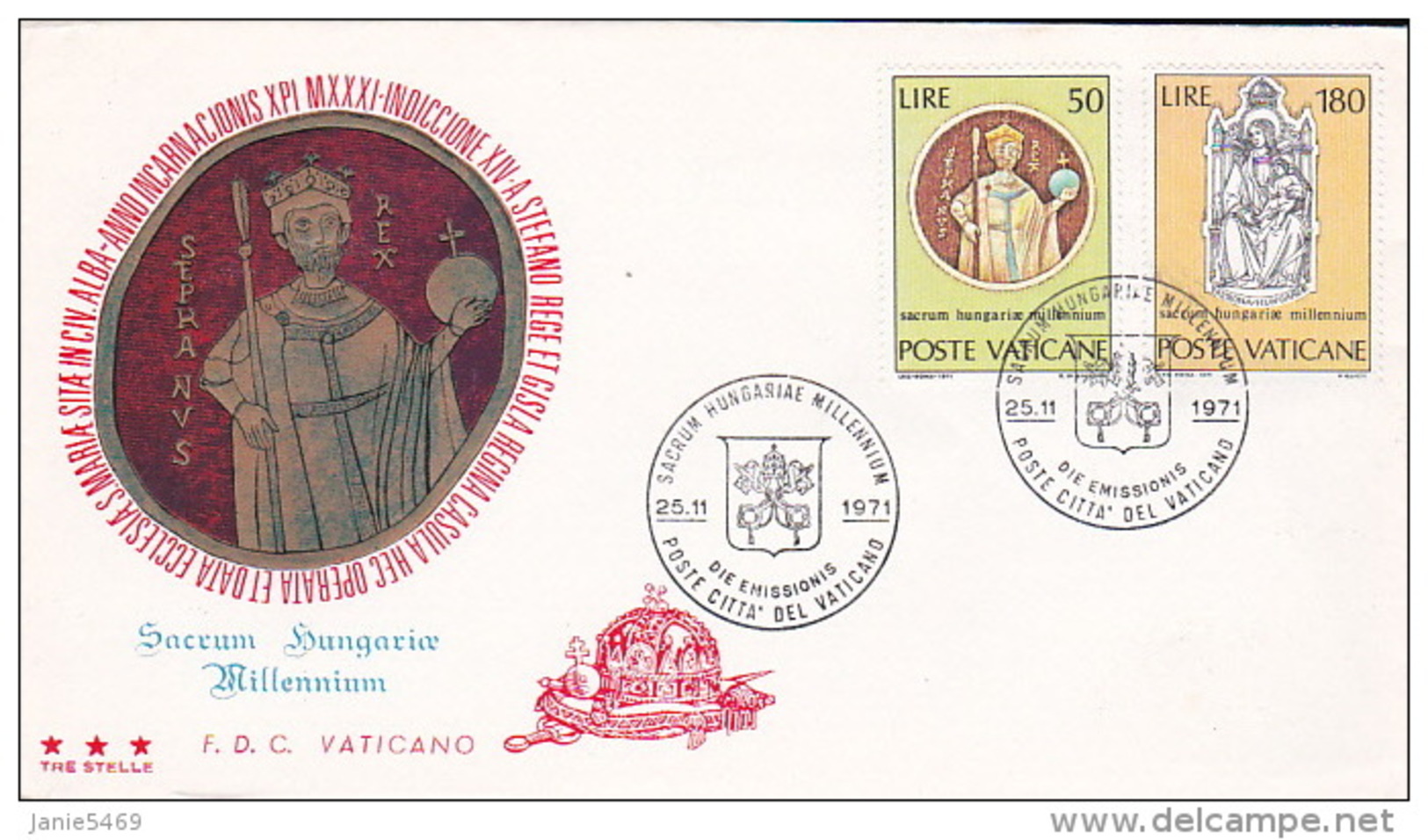 Vatican City 1971 Hungary Millennium FDC - FDC