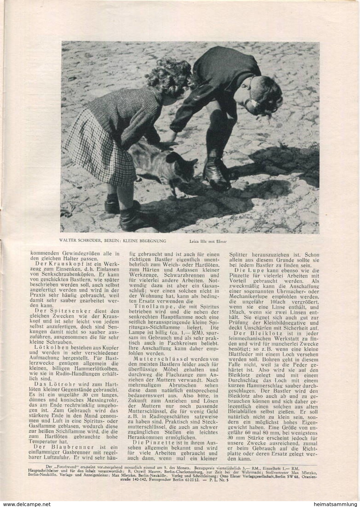 Fotofreund - Organ Der Unifa - Zeitschrift Für Freunde Der Fotografie - Otto Elsner Verlag Berlin - Nr.3 23. Jahrgang Be - Fotografie