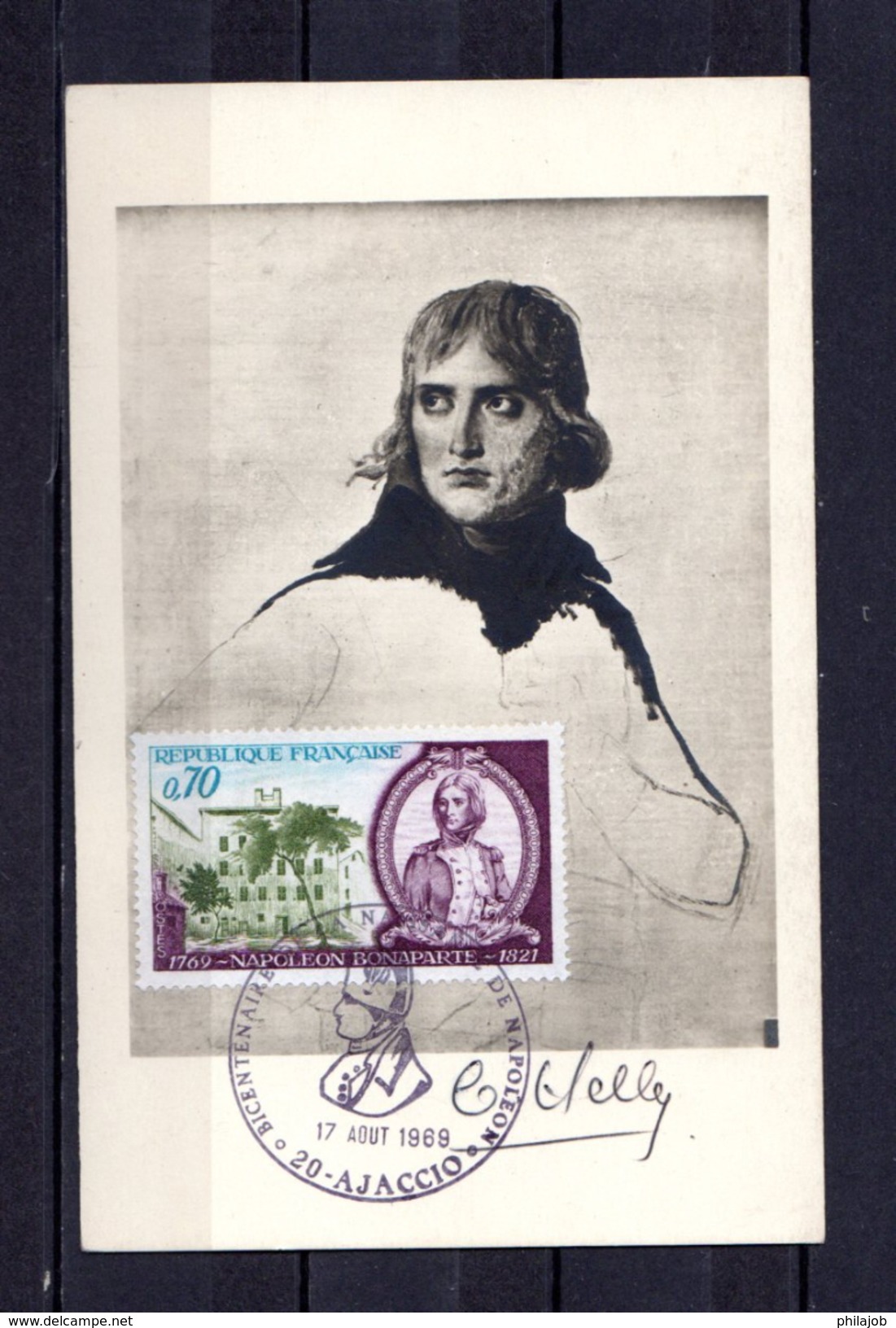 FRANCE 1969 : Carte Maximum SIGNEE " NAPOLEON BONAPARTE ". N° YT 1610. CM - Napoléon