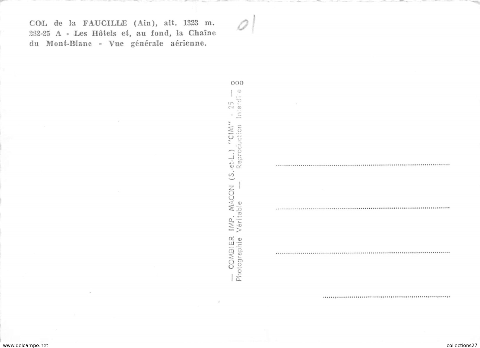 01-COL DE LA FAUCILLE- LES HÔTELS , VUE GENERALE AERIENNE - Non Classés