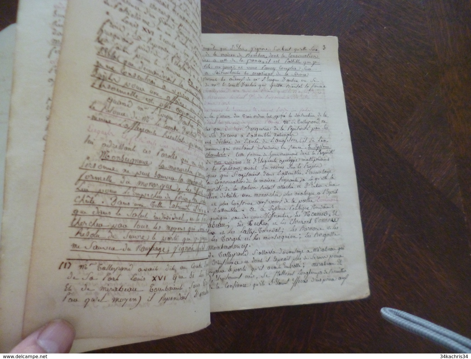 Notice Sur Le Prince De Talleyrand De Périgord. Copie Original Manuscrite Corrigée Par Talleyrand 21 Pages Inédit??????? - Manuscripten