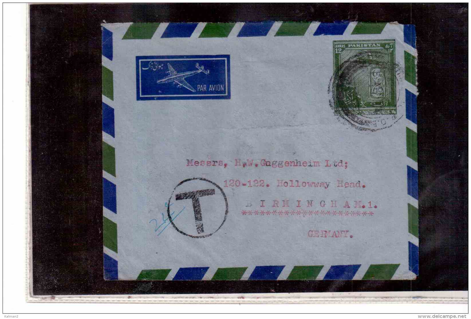 TEM9589   -   PAKISTAN   /   ENTIRE  AEROGRAMME    12 Annas   CIRCULATED - Pakistan