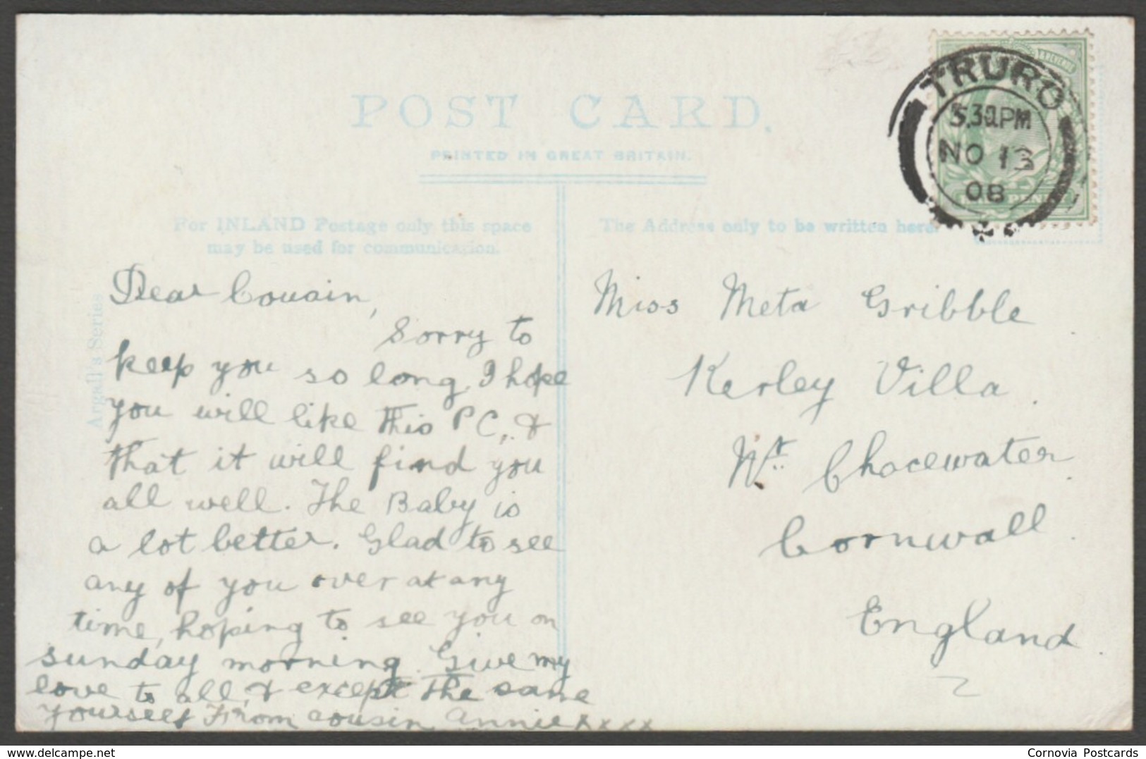 Loe Pool, Near Helston, Cornwall, 1908 - Argall's Postcard - Other & Unclassified