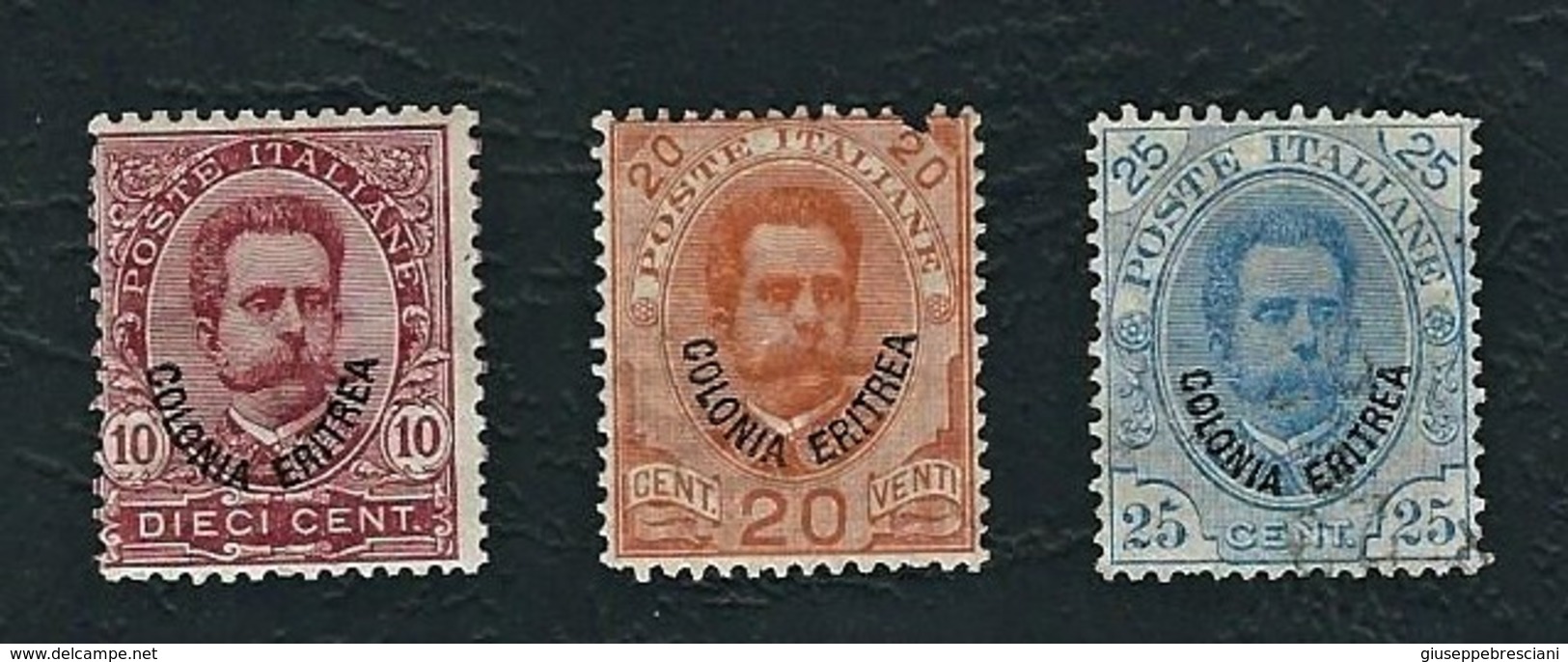 ERITREA1895 - Re Umberto I, Soprastampato "Colonia Eritrea" - 10/20/25 C.  - MH - Sa: IT-ER 15-17 - Erythrée