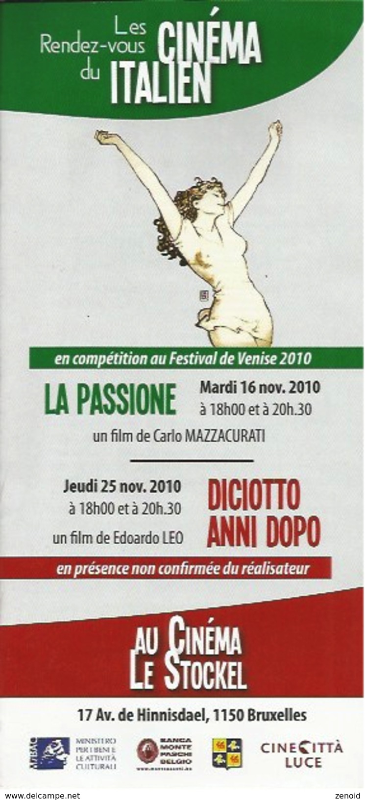 Plaquette Les RDV Du Cinéma Italien - Bruxelles 2010 - Ill. Manara - Manara