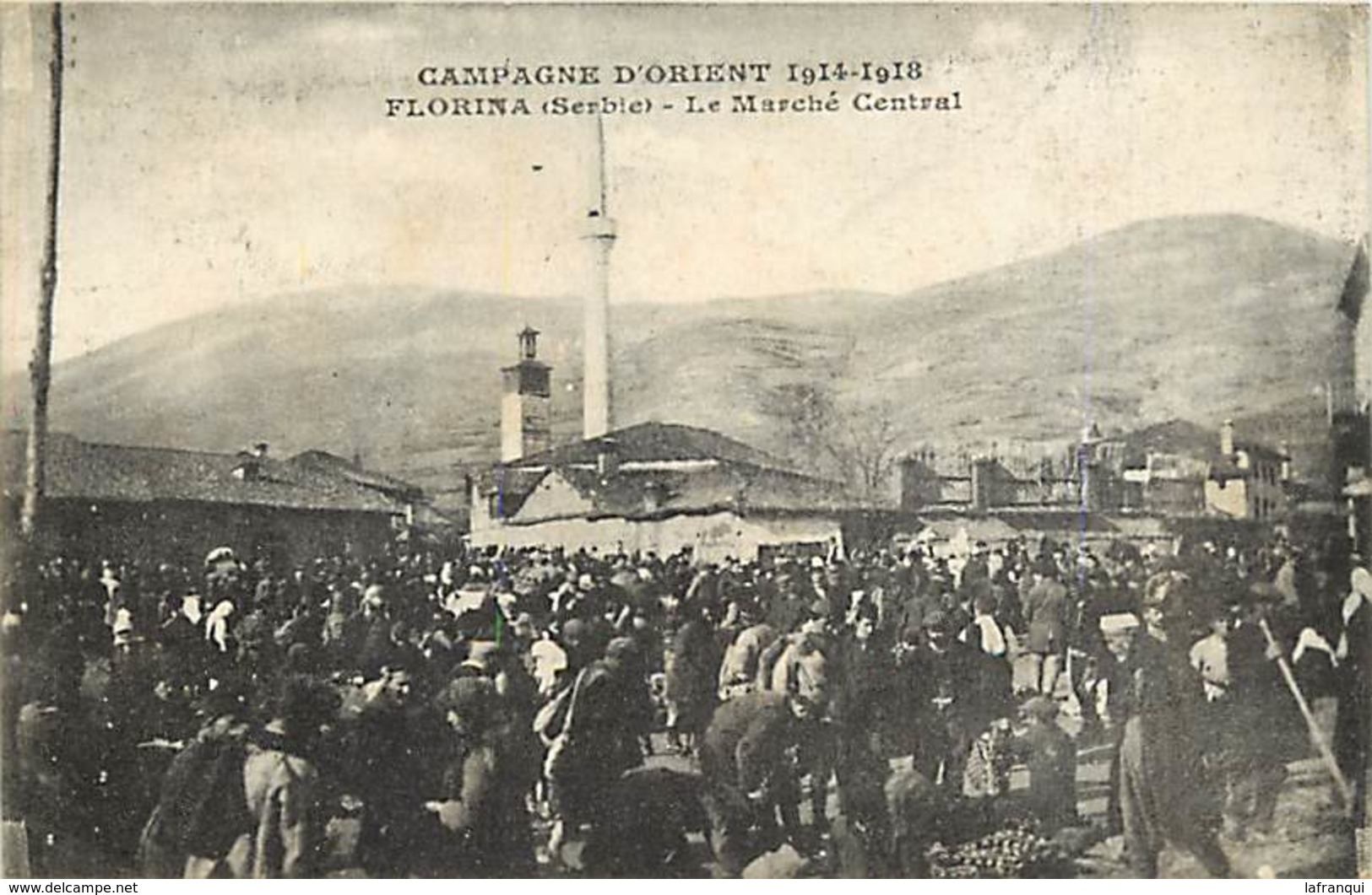 Pays Div-ref J551-  Macedoine -guerre 1914-18- Campagne D Orient -florina -le Marché Central   - Carte Bon Etat - - North Macedonia
