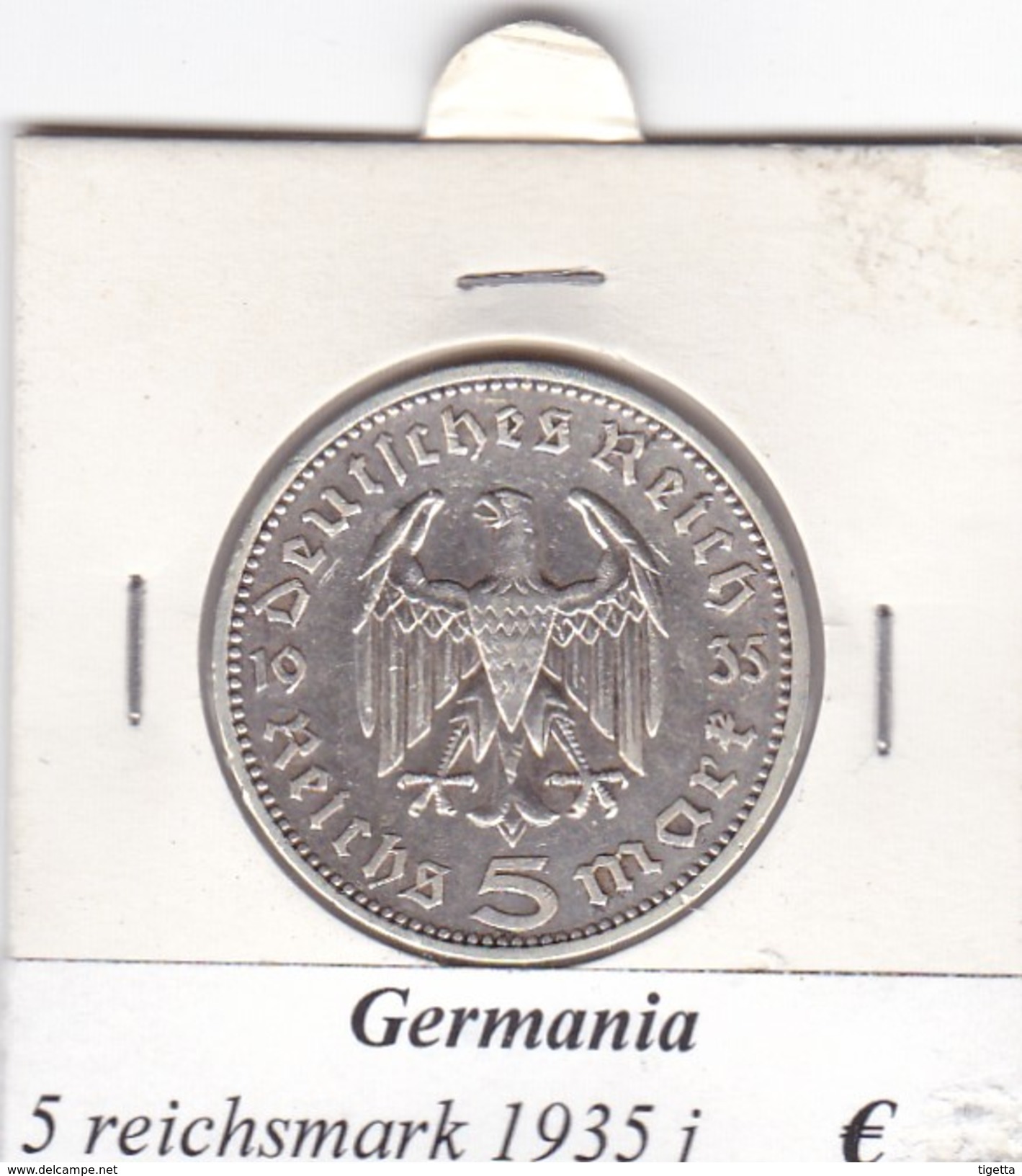 GERMANIA  5 REICHSMARK 1935  LETTERA J  COME DA FOTO - 5 Reichsmark