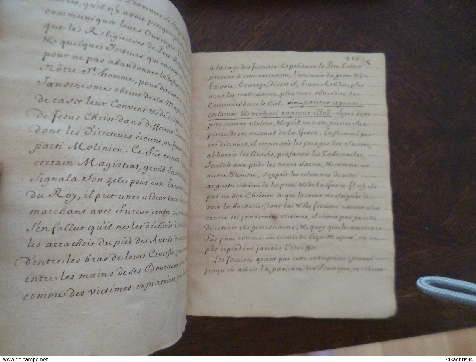 Manuscrit Religion Curiosa Jésuites. La Vie Du Père Tellier Et La Dispute Du Père Lachaise Et Belzebut - Manuskripte