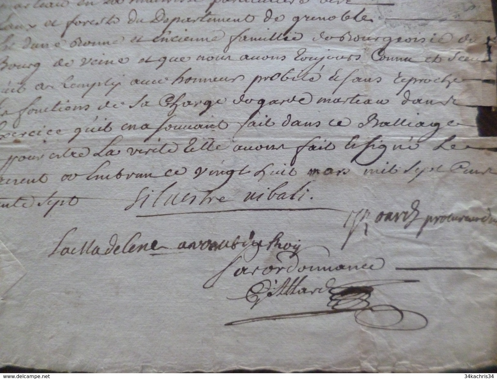 Offre Du Baillage D'Embrun Au Garde Marteau Angles 28/03/1737 Basse Alpes - Manuscripts