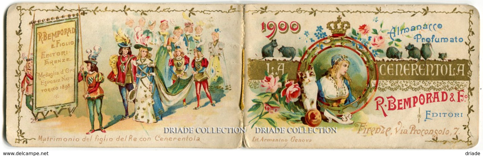 CALENDARIETTO ALMANACCO PROFUMATO CENERENTOLA EDITORE R. BEMPORAD ANNO 1900 CALENDRIER PARFUMEE WALT DISNEY - Small : ...-1900