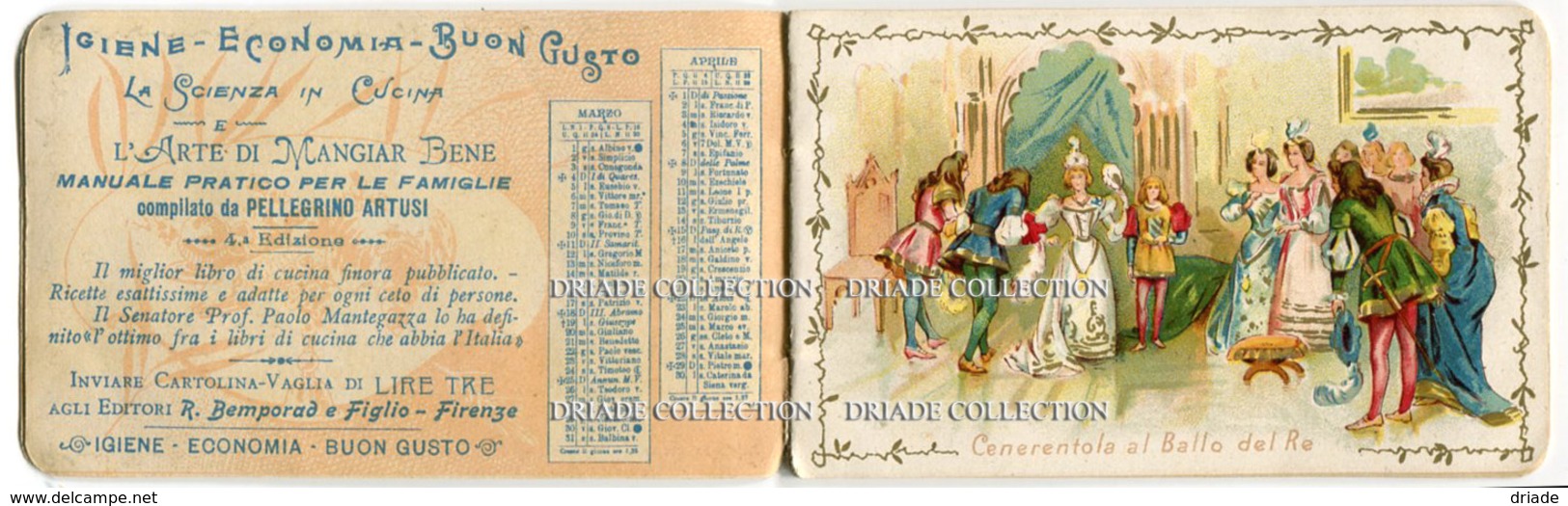 CALENDARIETTO ALMANACCO PROFUMATO CENERENTOLA EDITORE R. BEMPORAD ANNO 1900 CALENDRIER PARFUMEE WALT DISNEY - Small : ...-1900