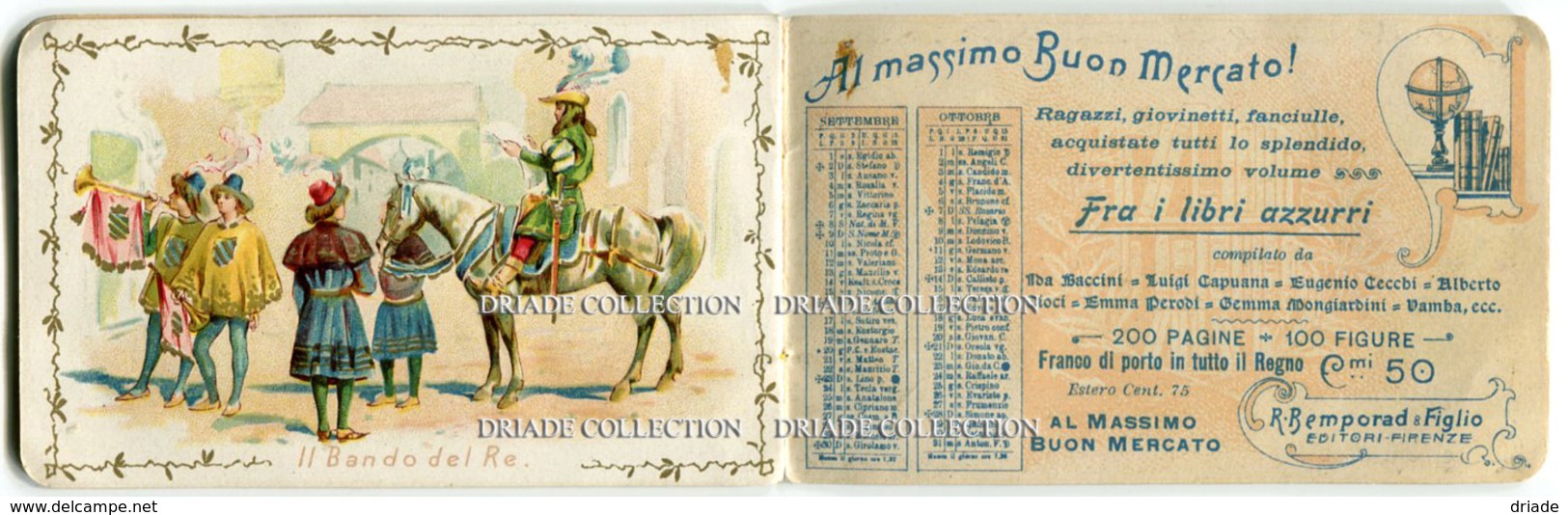CALENDARIETTO ALMANACCO PROFUMATO CENERENTOLA EDITORE R. BEMPORAD ANNO 1900 CALENDRIER PARFUMEE WALT DISNEY