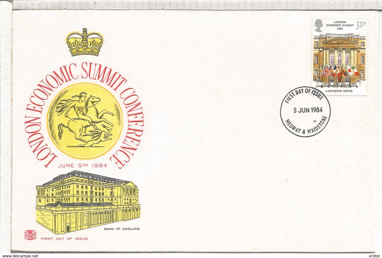 REINO UNIDO FDC MEDWAY CONFERENCIA ECONOMICA 1984 BANDERAS FLAG - Sobres