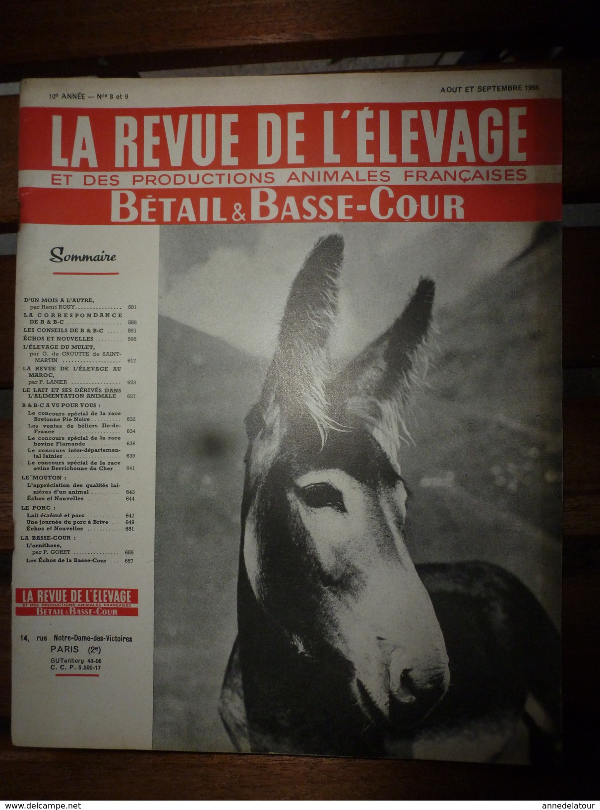 1955 LRDLE :Le Mulet; Au Maroc; Concours Spéciaux De Races; Le Mouton; A Brive ; La Basse-cour; Etc - Animaux
