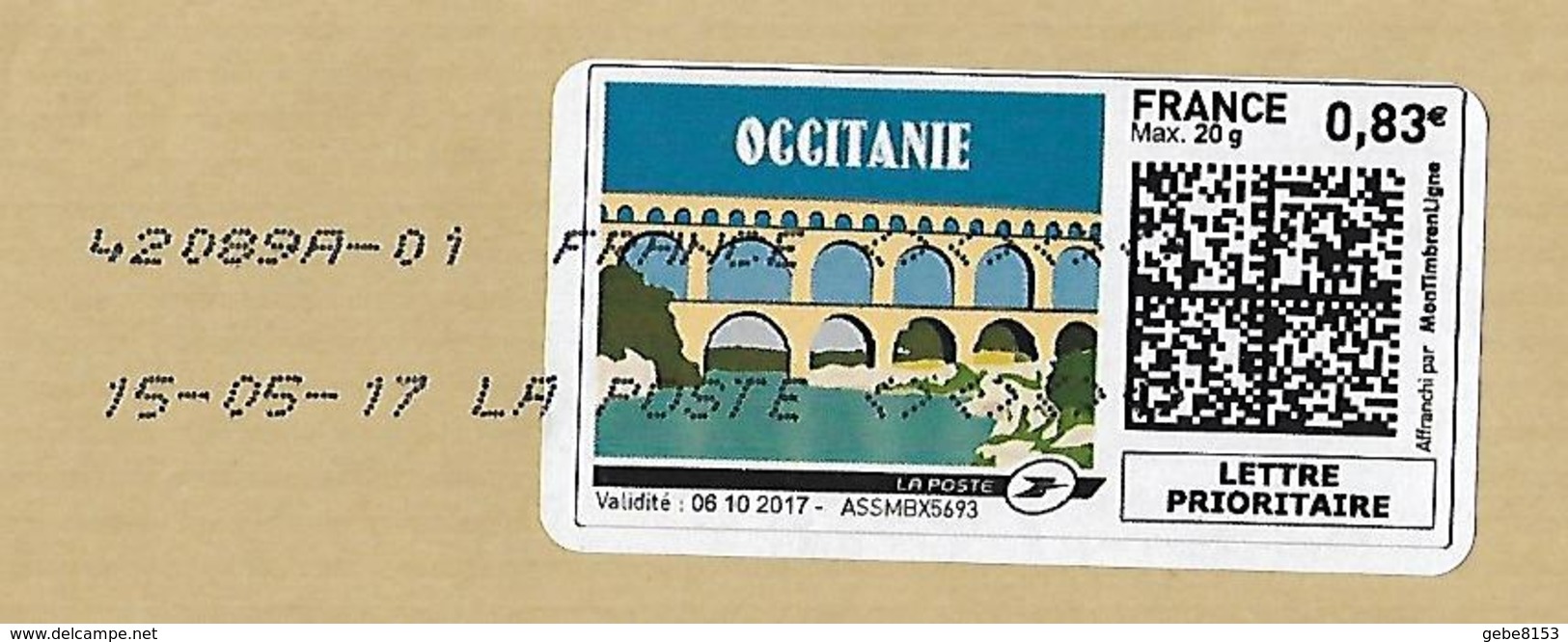 Montimbrenligne QR Code 0.83&euro; "pont Du Gard Occitanie" Toshiba 42089A-01 Avec Signes Supérieur Et Inférieur à - Bridges