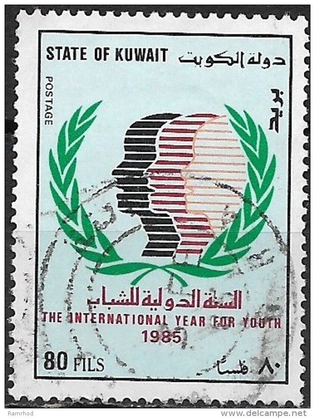 KUWAIT 1985 International Youth Year - 80f  I.Y.Y. Emblem  FU - Kuwait