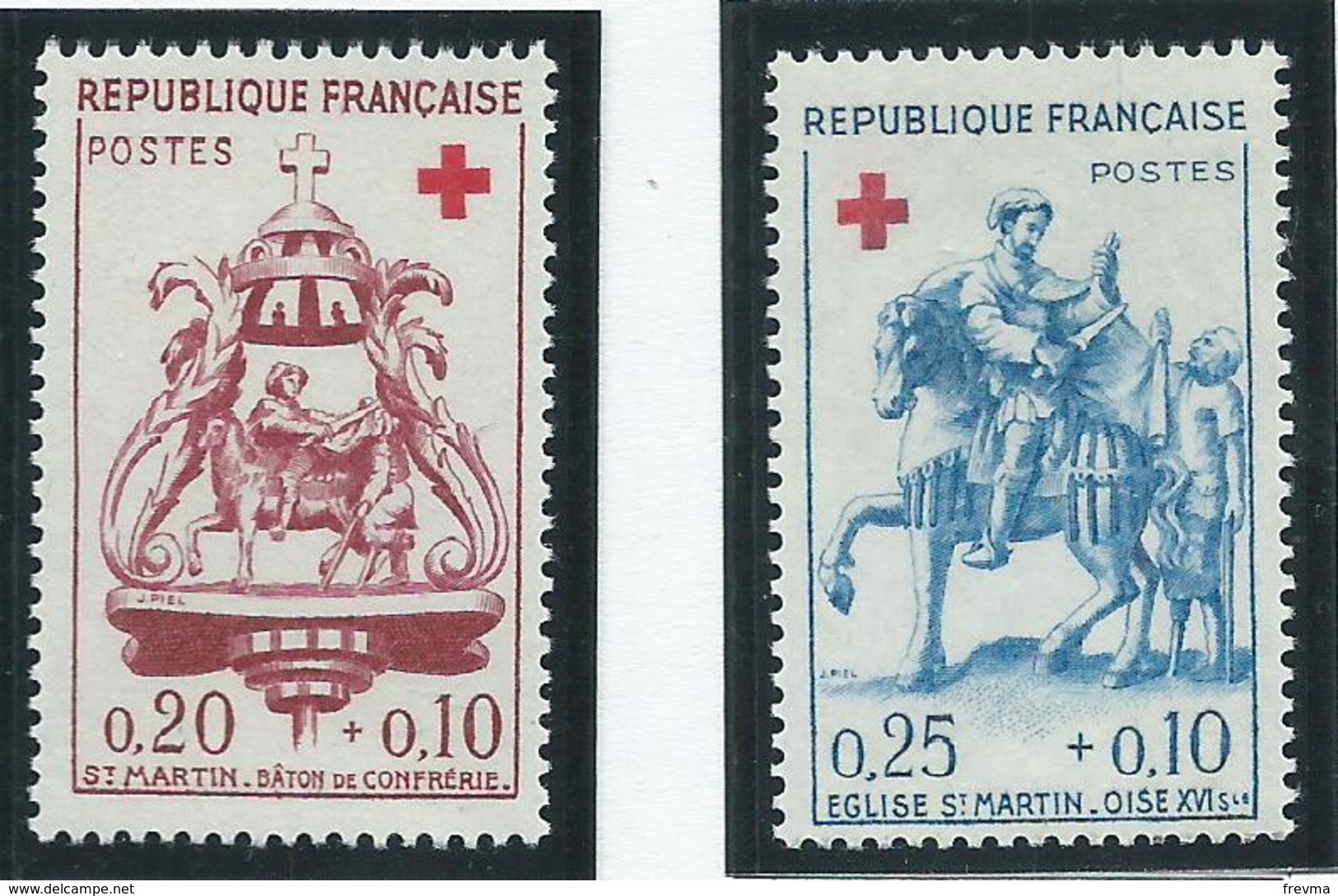 Timbre France Neuf ** N° 1278-79 - Red Cross